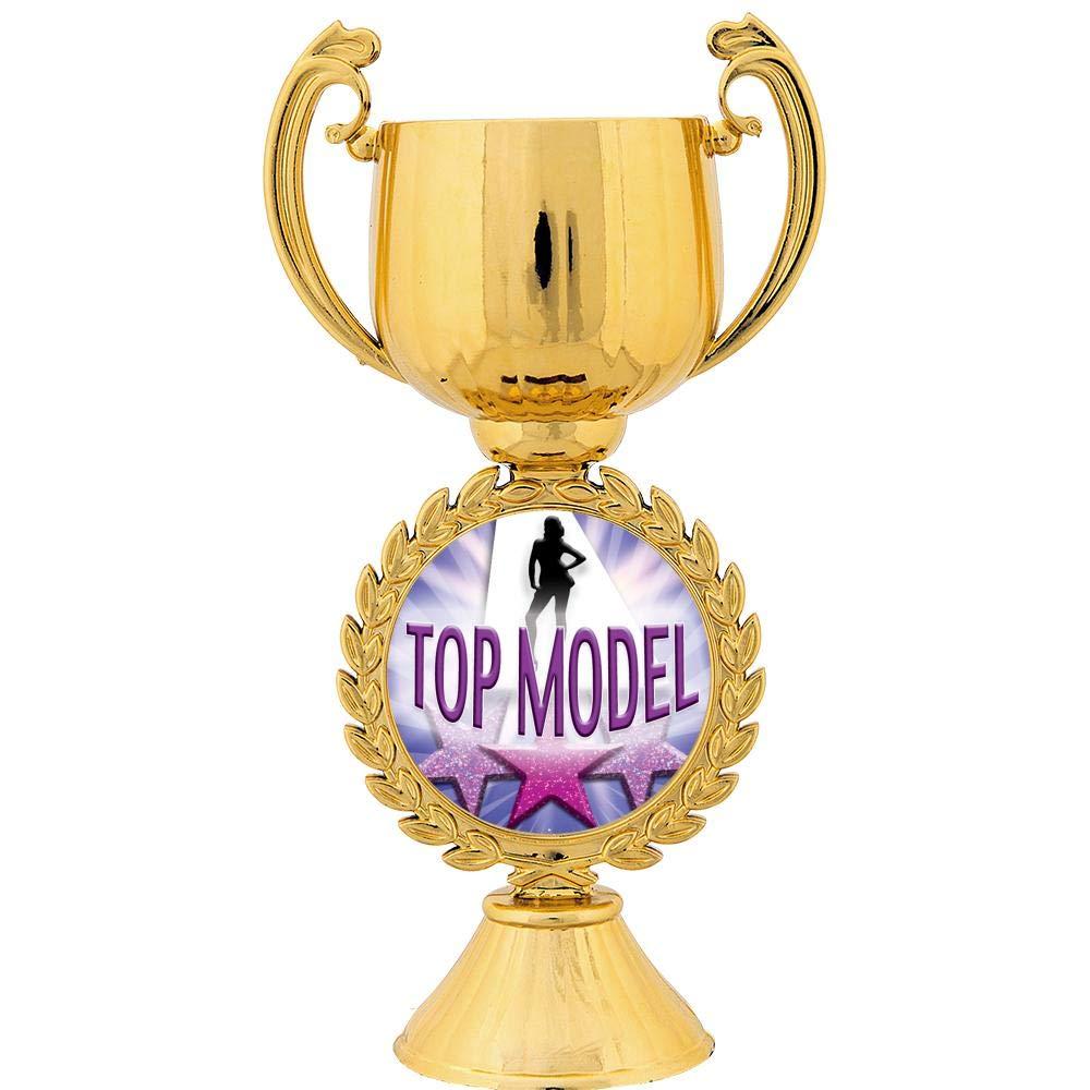 Crown Awards Crown Awards Personalized Top Model Trophy, 7.25" Gold Cup Top Model Trophies with Free Custom Engraving 5 Pack Prime