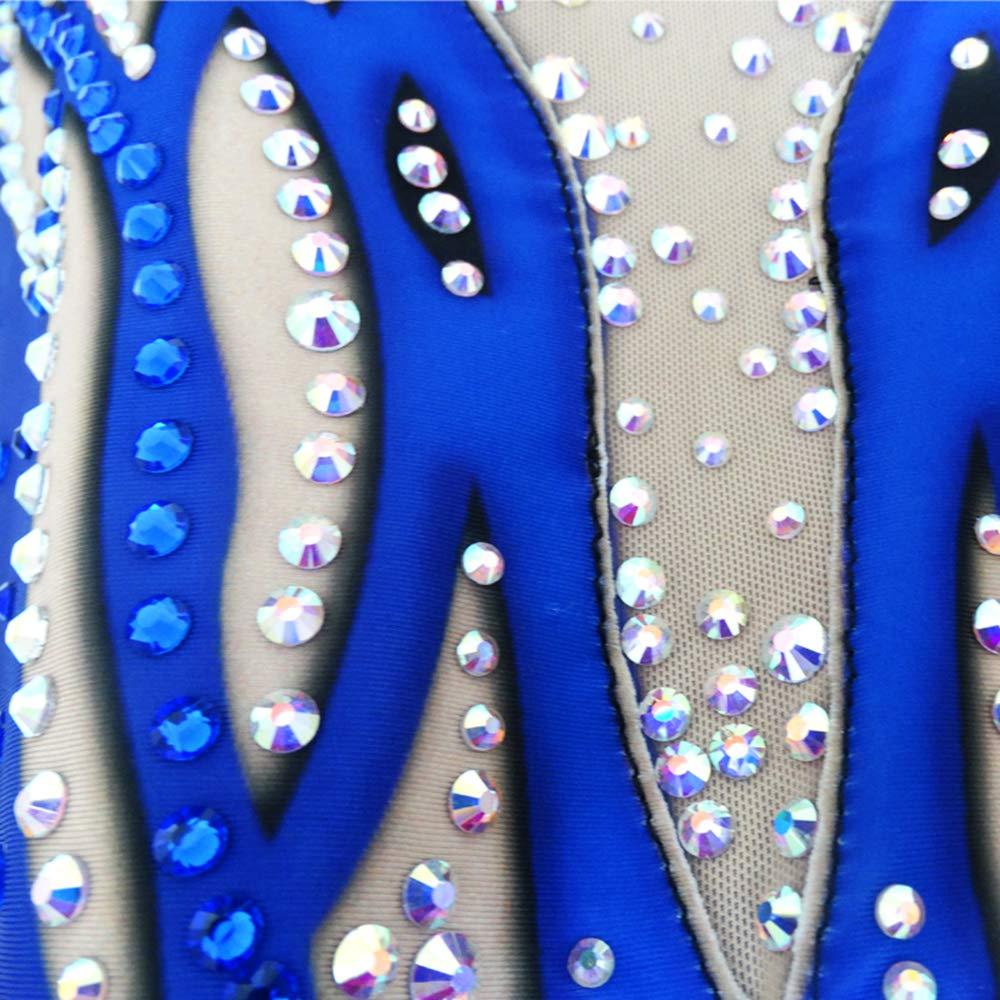 LIUHUO LIUHUO Rhythmic Leotards Dress Blue Girls Children Gymnastic Unitard Maxi Belly Performance Ballroom Ballet Exotic Ddancewear