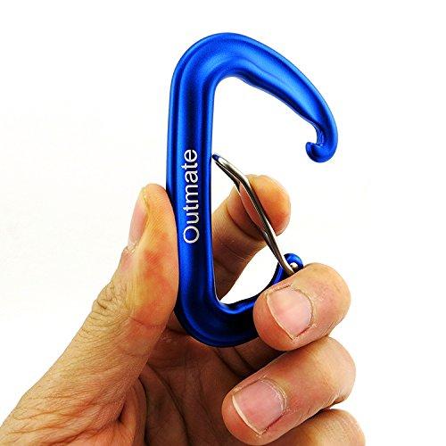 Outmate Outmate 12kN Heavy-Duty Carabiner Clips - Durable, Lightweight Aluminum Alloy Carabiners for Hiking, Camping, Keychains, Dog Leashes, Hammocks & More(Wire gate,2 Blue)