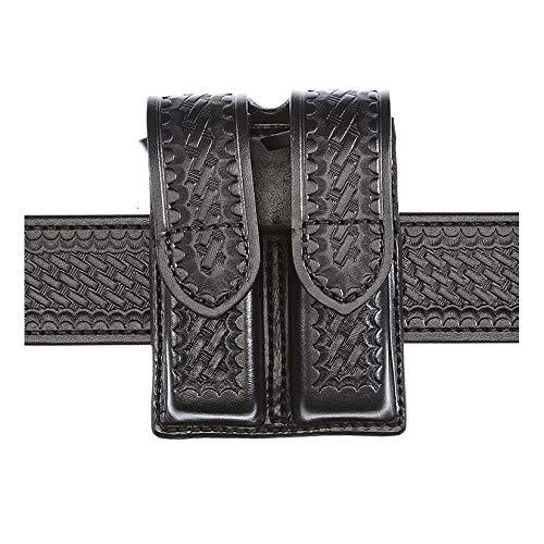 Aker Leather Aker Leather Products Double Magazine Pouch Aker Leather 510 Double Magazine Pouch, Basketweave, 9mm, Hidden Snap, Black