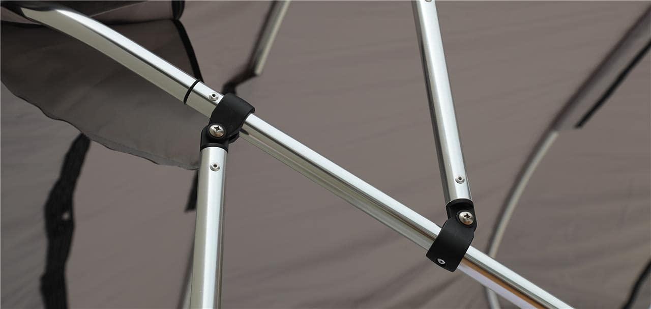 SBU Black Aluminum 3-Bow Bimini Top Compatible for Sea Ray 195 Sport W/O Tower W/SWPF for Model Years 2006-2011
