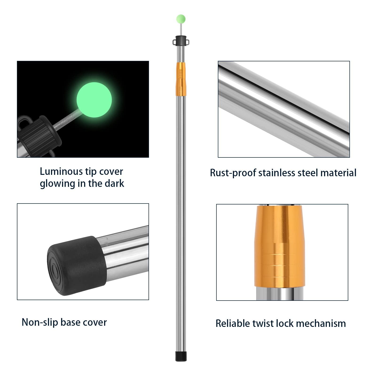 SANLIKE SANLIKE Telescoping Tarp Pole Adjustable Tent Poles, 33\"-86.6\" Thickened Tube Collapsible Stainless Steel Canopy Poles for Camping Backpacking Hiking Awning Sun Sails Outdoor Sports, Set of 2