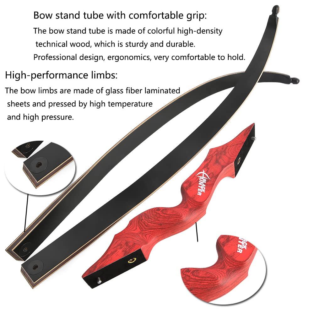 ZSHJGJR ZSHJGJR Recurve Bow and Arrow Set, Wooden Takedown Recurve Bow 61\" Hunting Recurve Bow for Adults Youth Beginners Archery Target Practice Right Hand20-60lbs (30lbs, Red Bow Set)