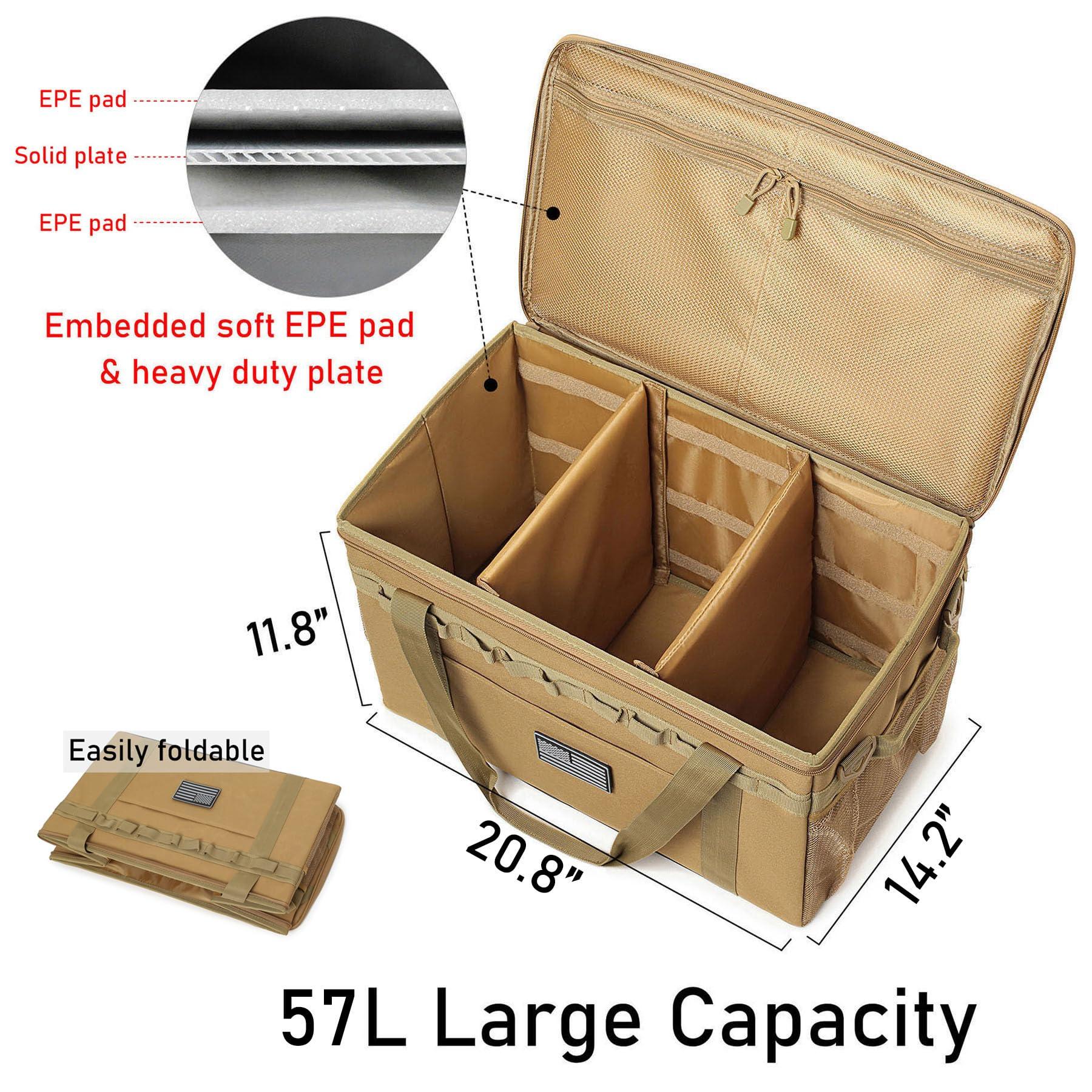 Lemubeane Lemubeane Tactical Camping Storage Bag Utility Tote Bag Organizer with Axe Holder & Shoulder Strap (Coyote Brown, X-Large (57L))