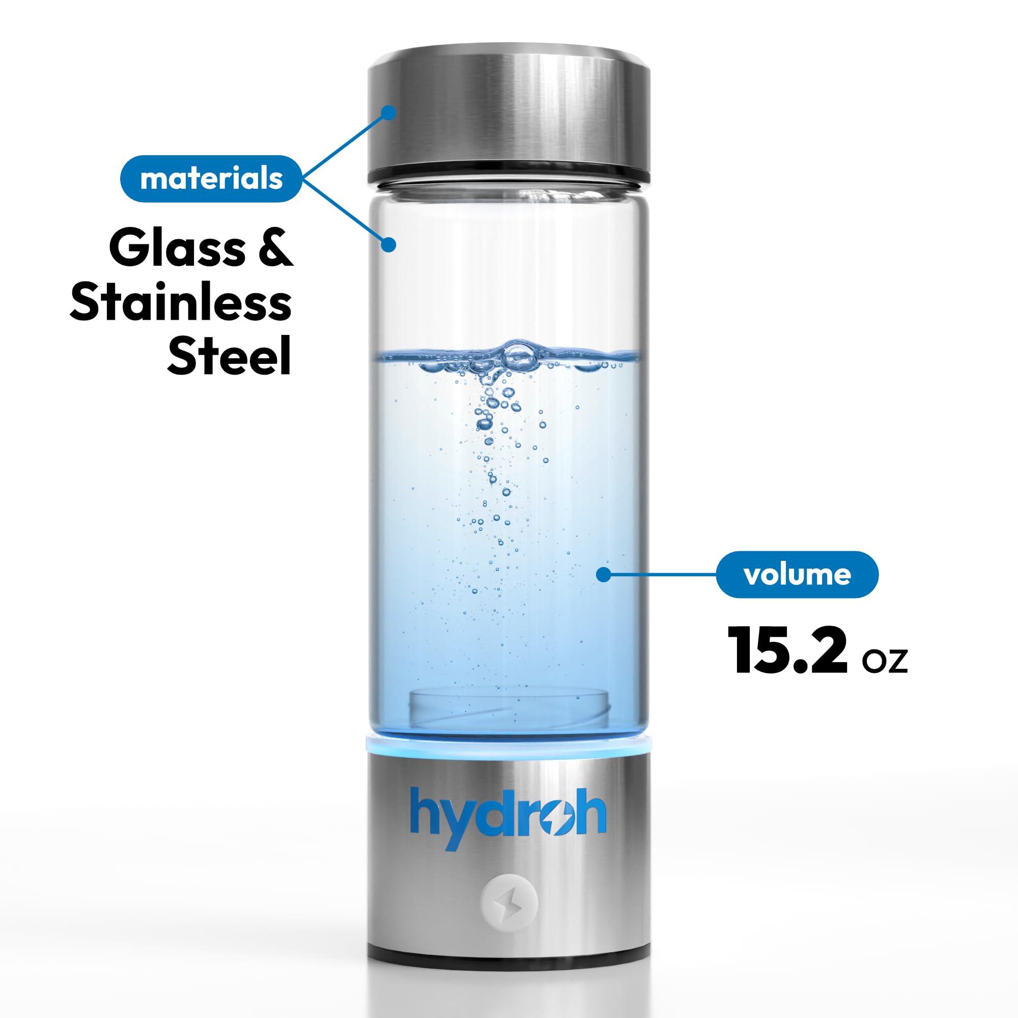 hydroh Hydroh Original Hydrogen Water Bottle 15oz, Portable Hydrogen Water Bottle 2024, Advanced Hydrogen Rich Water Maker with SPE/PEM for Home Office Fitness Travel Drinking