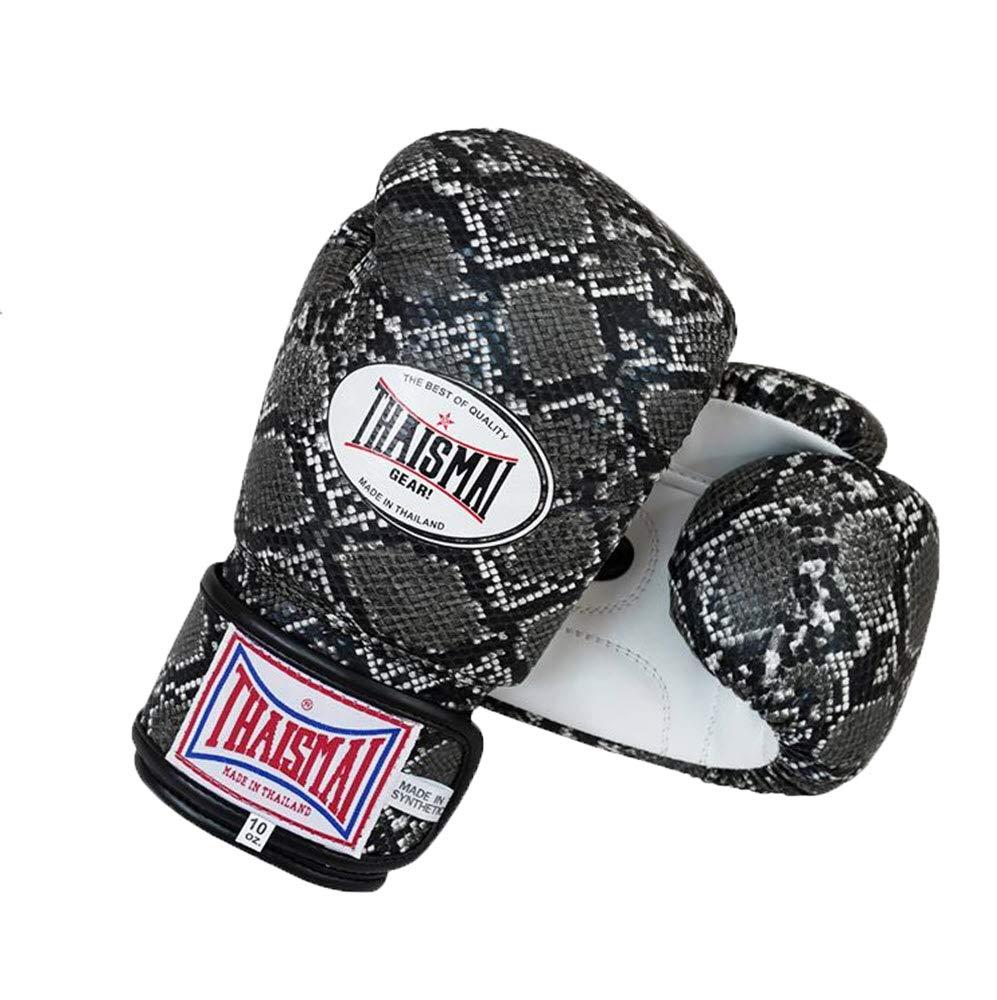 Thaismai THAISMAI Muay Thai Style Vectro Straps Boxing Gloves Python Skin Pattern with Polyurethane Synthetic Leather Material Black Color (16)
