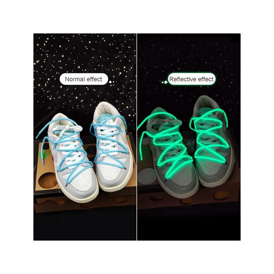 WALG Round Luminous Shoelaces Glow in The Dark Night Color Fluorescent Shoelace Sports Canvas Adult Children Shoe Laces (Color : White, Length : 120CM)