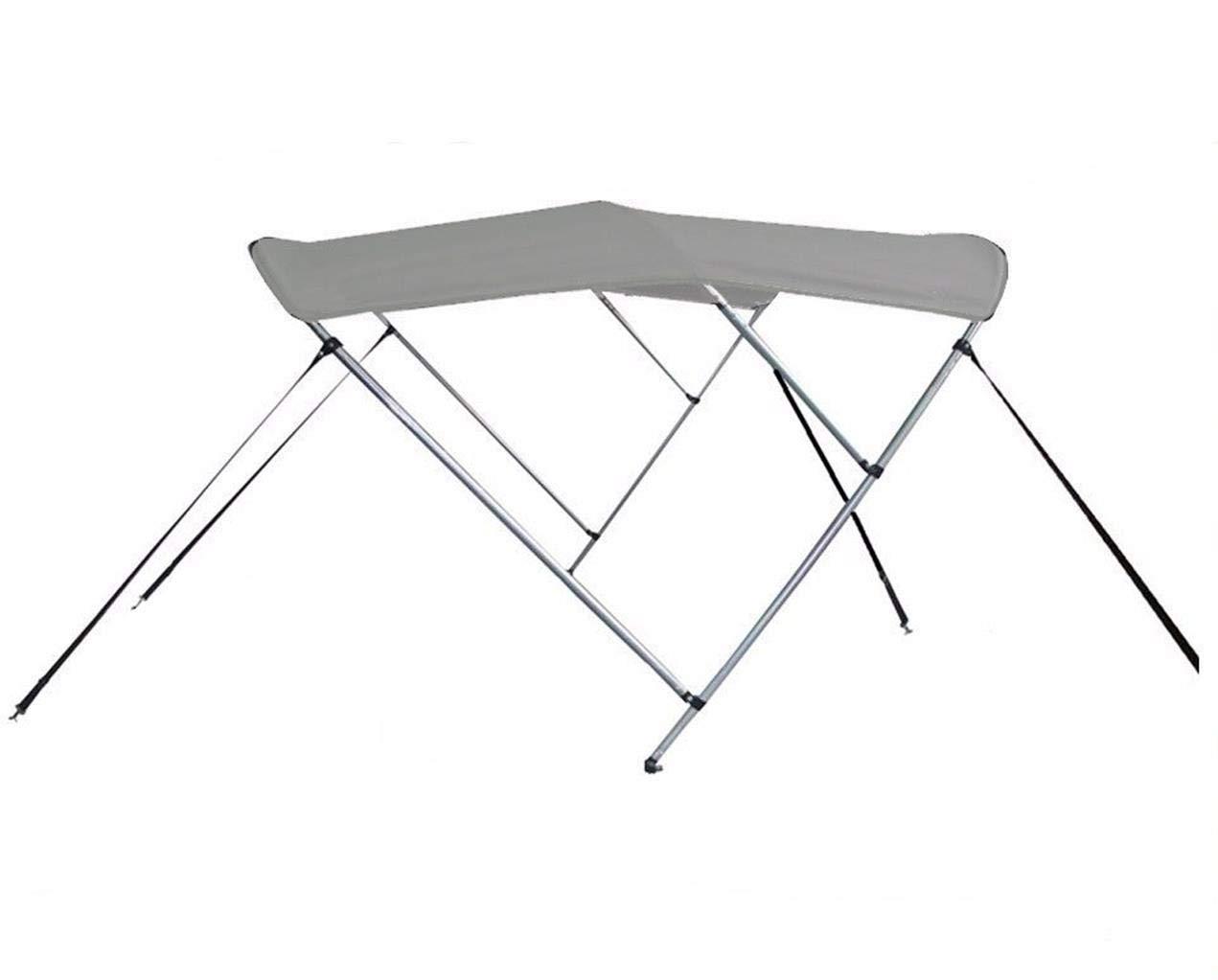STOPBYUS 7.6 oz Gray 3 Bow Round Tube Boat Bimini TOP Sunshade Compatible for Carolina Skiff DLV 218 Standard - NO Opt. Rails 2006-2018