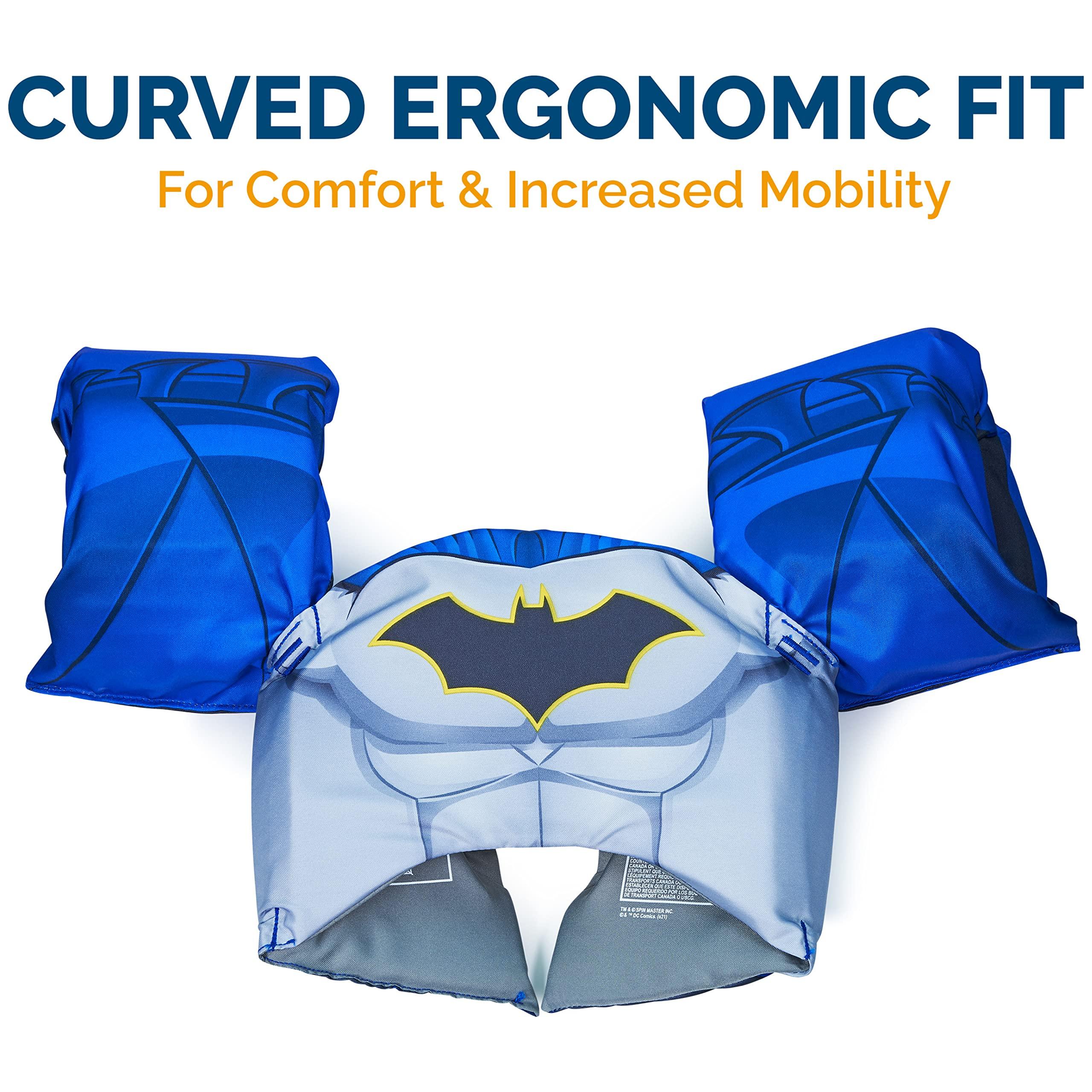SwimWays SwimWays DC Batman Swim Trainer, US Coast Guard Approved Life Vest Kids Swim Vest, Arm Floaties & Life Jackets for Kids 33-55 lbs, Batman