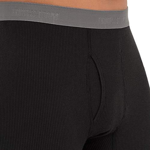 Fruit of the Loom Fruit of the Loom Men's Recycled Premium Waffle Thermal Underwear Long Johns Bottom (1, 2, 3, and 4 Packs), Black/Natural, X-Large