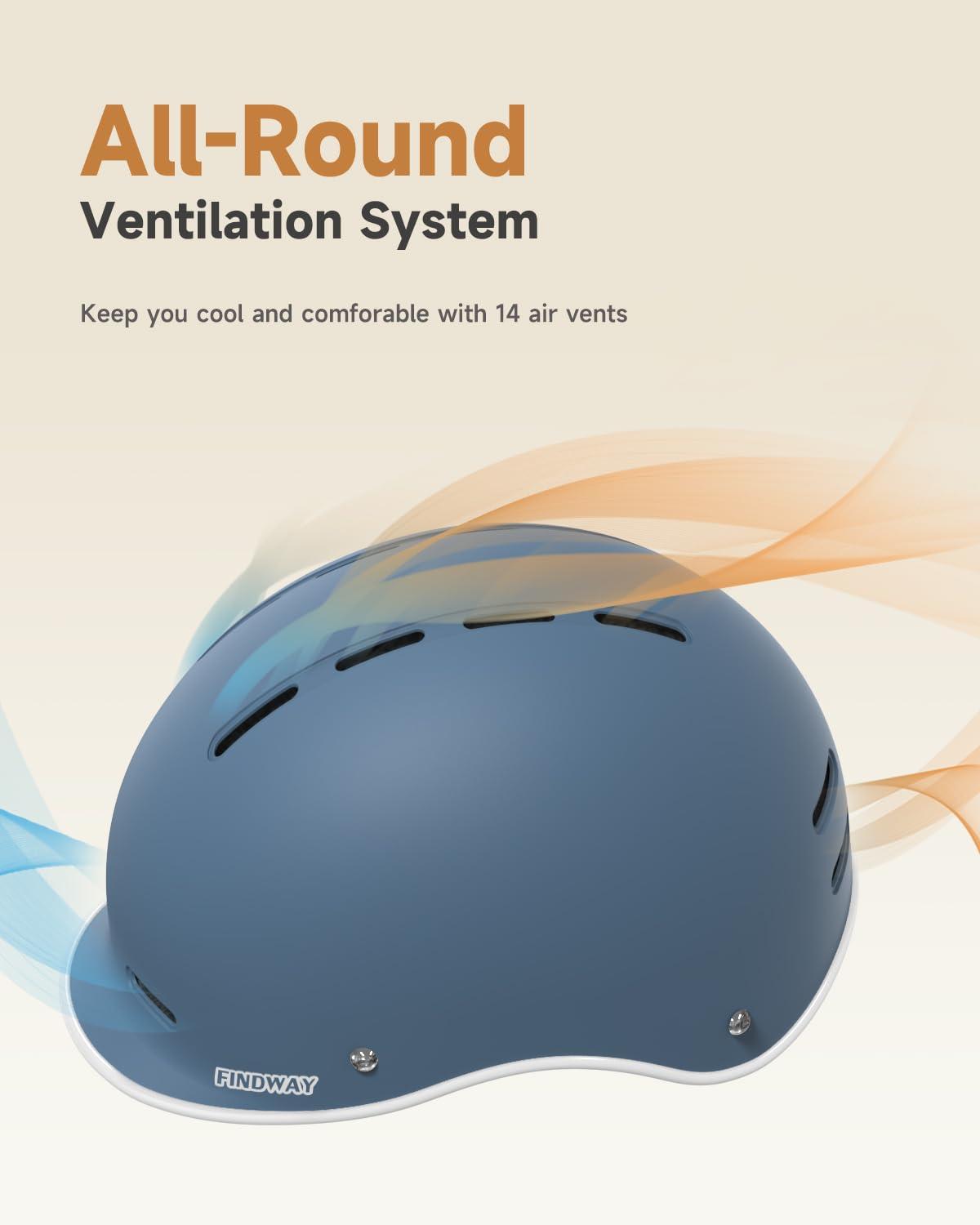 findway Findway Pro Bike Helmet for Adults,Adjustable Cycling Helmet for Men & Women [Safety Certified] Bicycle Helmet for Commuting, Road Biking, Skating with Adjustable Dial