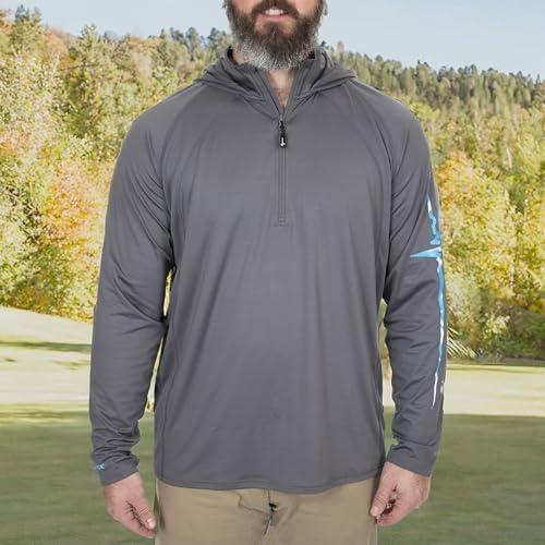 HABIT HABIT Men's Men's Hooded 1/4 Zip Performance Layer, Granite Gray, Large