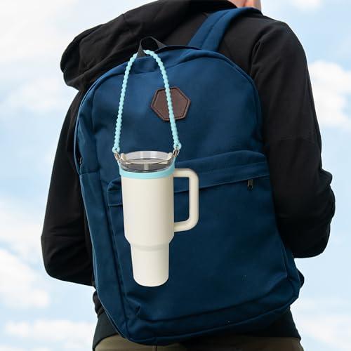 VIKIZUES VIKIZUES Water Bottle Handle - Soft Silicone Water Bottle Holder, Sling, Lanyard, Carrier with Strap - Fits Most 8-40oz Water Bottles - Compatible Stanley Cup Accessories (Blue)