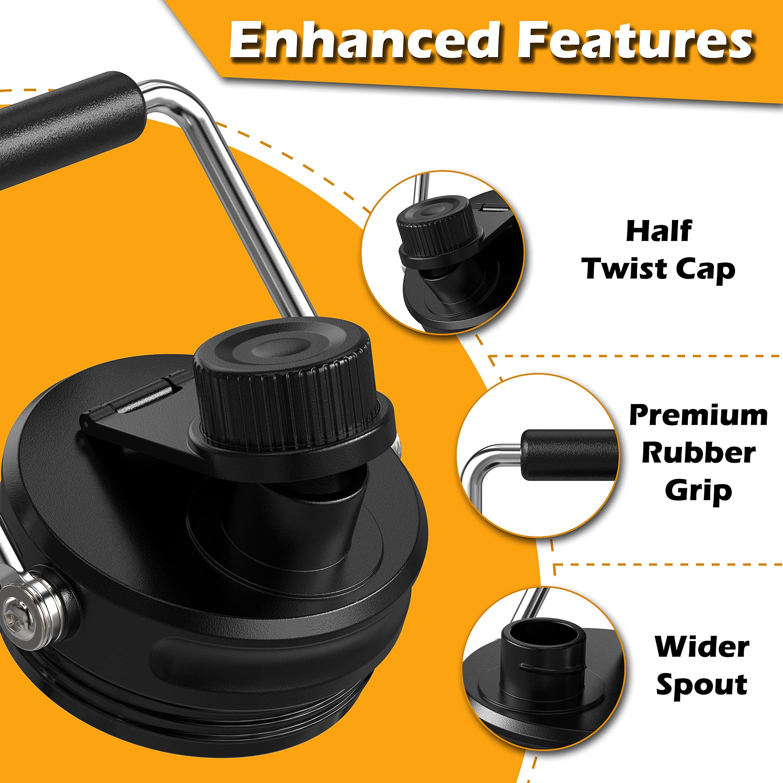 Jmoe USA Jmoe USA Improved Jug Lid for RTIC Half Gallon and One Gallon Jugs | Replacement Lid With Upgraded Features, Better Cap, Rubber Grip, Thicker Steel, and Better Gasket | Made of BPA Free Plastic