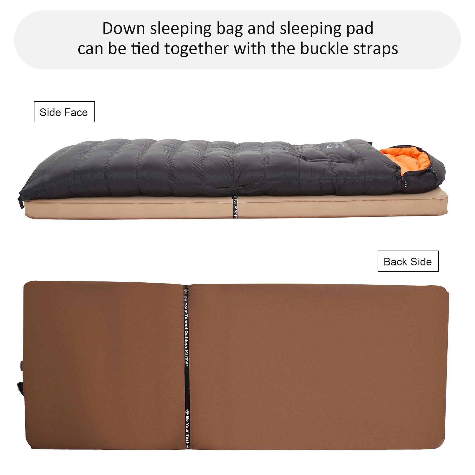 OMVMO OMVMO 0 20 Degrees F Down Sleeping Bag for Adults,4 Season Envelope Down Fiber Sleeping Bag for Backpacking Camping,Wearable Sleeping Bag with Arm Holes,Move Freely While Wearing.Ultralight,Compact.