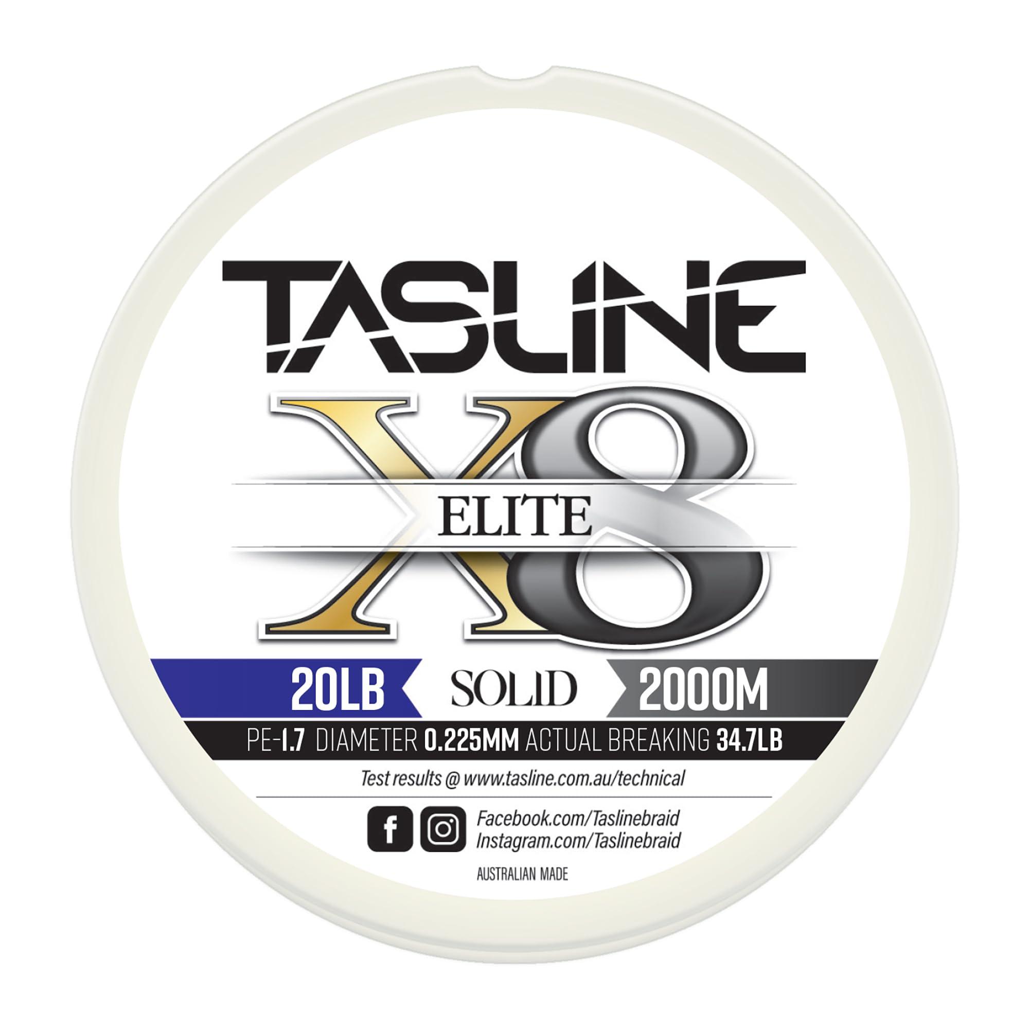 TASLINE Tasline Elite Pure Spectra Solid 8X Strand Braided High Power Premium Fishing Line - 20lb 2187yds/2000m