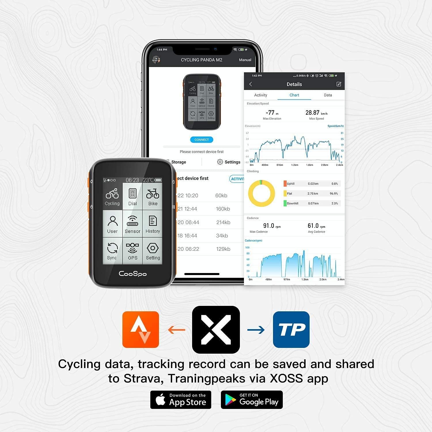 CooSpo COOSPO Bike Computer Wireless GPS,Cycling Computer Bike Speedometer Auto Backlight,Bluetooth4.0 ANT Cycling GPS Unit,Bicycle Computer BC200 Waterproof,Compatible with CooSporide APP