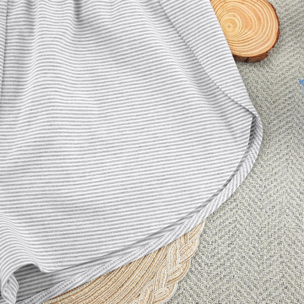 NineFit Basics Split Short Pajama Set, Sereluxe Pajama Set,Women's Striped Tee Shirts and Shorts Pajamas Set Side Slit Crewneck (Green,2XL)