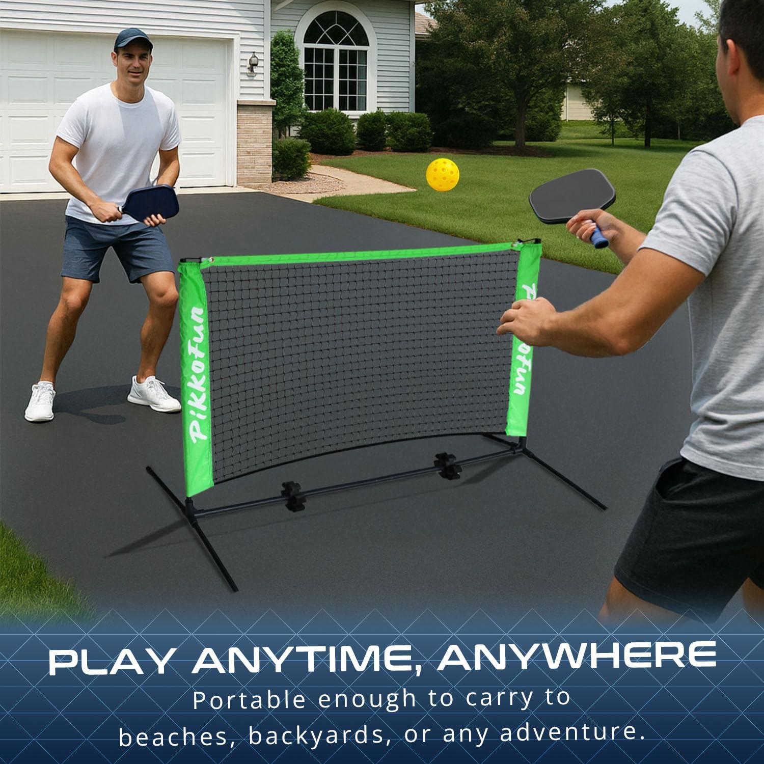 PIKKOFUN PIKKOFUN Small Mini Pickleball Net 5 ft - Portable Pickleball Dink Practice Net for Indoor and Outdoor, USAPA Regulation Height 3 ft., Quick Set Up Lightweight and Durable Design, Green Pickleball Net