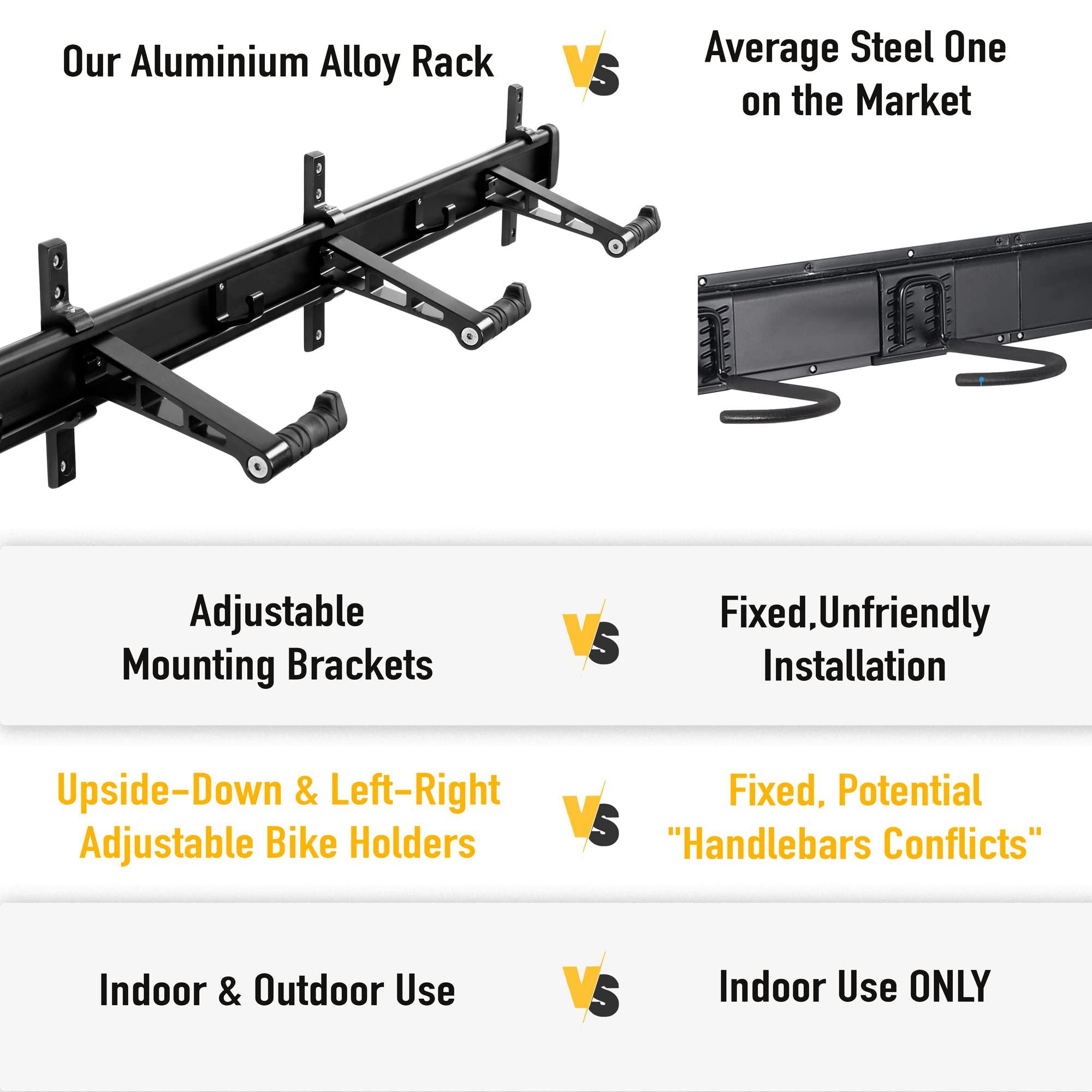 CyclingDeal CyclingDeal Bike Wall Mount Rack - Adjustable Indoor Outdoor Storage Vertical Cycling Hook Hanger Organiser - Safe & Secure for Storing MTB Road Bicycles in Garage or Home - Upgraded 5 Bikes