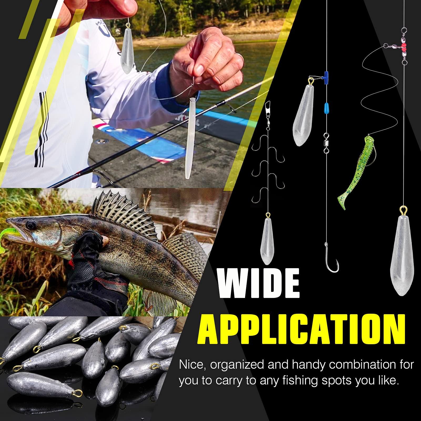 AMYSPORTS AMYSPORTS Drop Shot Fishing Weights Kit Lead Freshwater Fishing Sinkers Bass Casting Removable Fishing Weights Saltwater Streamlined 8pcs 1.8oz