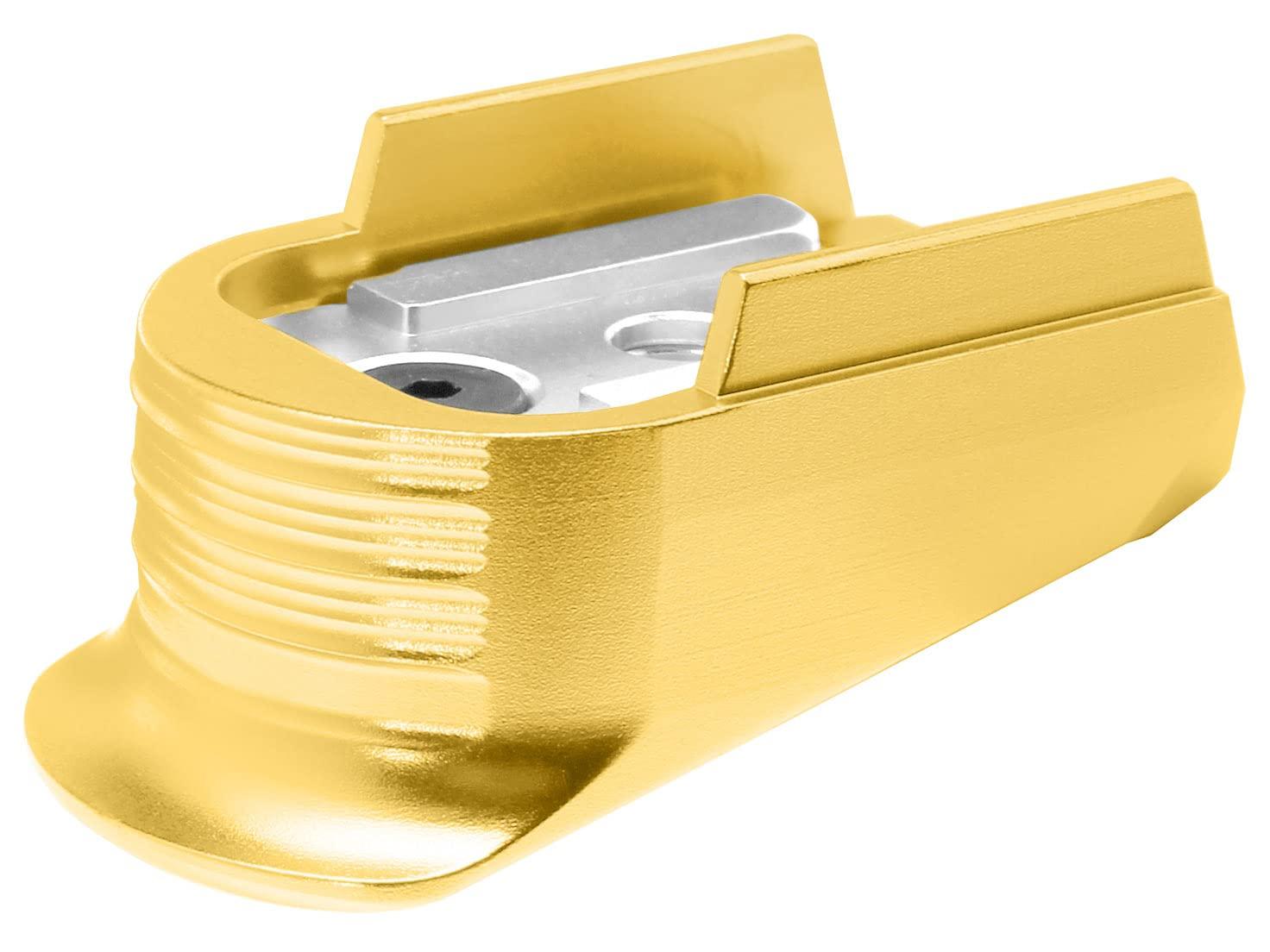 NDZ Performance NDZ Performance Magazine Base Plate Finger Extension for Sig P365 & P365 SAS 9MM Laser Engraved Anodized Aluminum in Gold, Made in The USA - Skull and Crossbones Jolly Roger