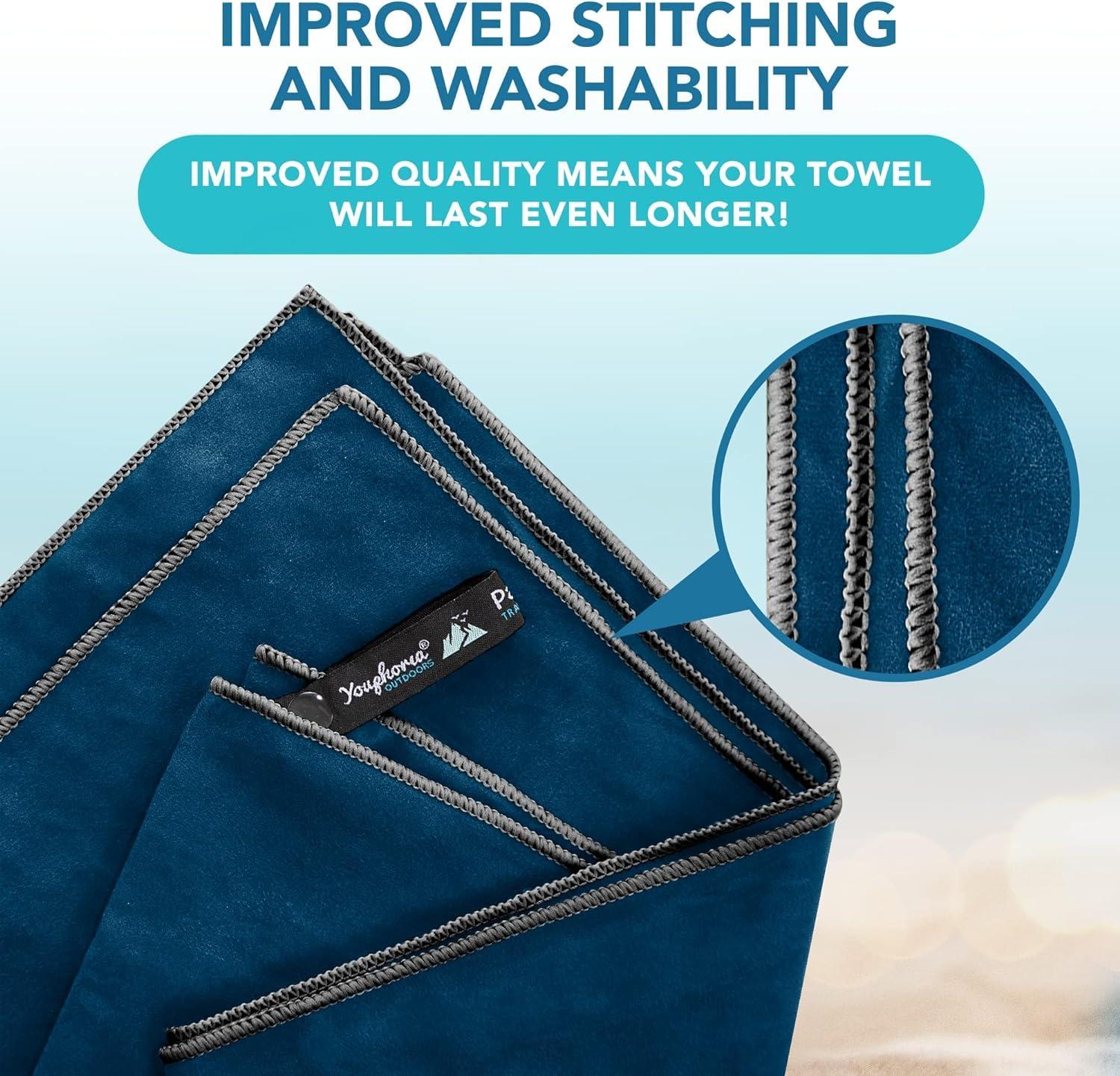 Youphoria Outdoors Youphoria Microfiber Travel Towel Fast Drying Lightweight - Quick Dry Towel for Camping, Beach, Backpacking, Hiking, & Sport