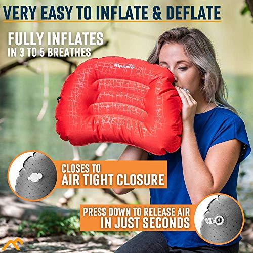 Alpcour Alpcour Camping Pillow Large, Inflatable, Ultralight Sleeping Pillow with Easy Blow Up Design, Soft Waterproof Exterior Cover and Compact Carry Case for Hiking, Backpacking, Airplane Travel & More
