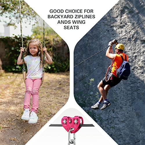 Lixada Lixada Zipline Pulley 30KN Trolley Rescue for 1/4 5/16 3/8 1/2 Cable Backyard Zipline, Hauling, Rigging and Commercial Purposes,Holds Upto 6700lbs