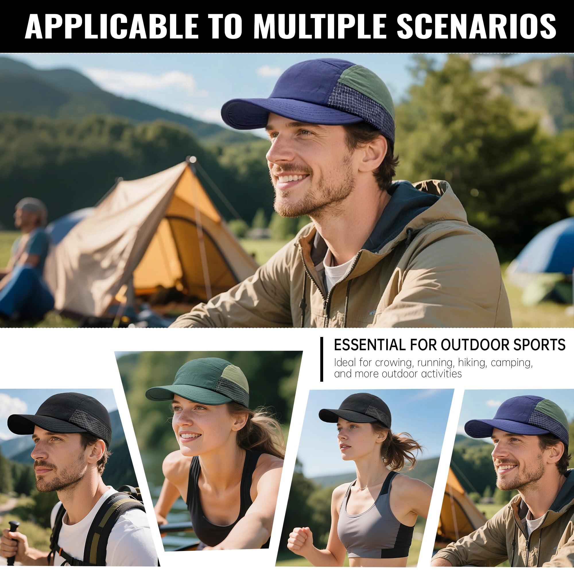 CLAPE CLAPE Men's Quick Dry Baseball Cap Low Profile Trucker Hat Sports Fitted Cap Workout Tennis Hat Snapback 5 Panel Hats, Black