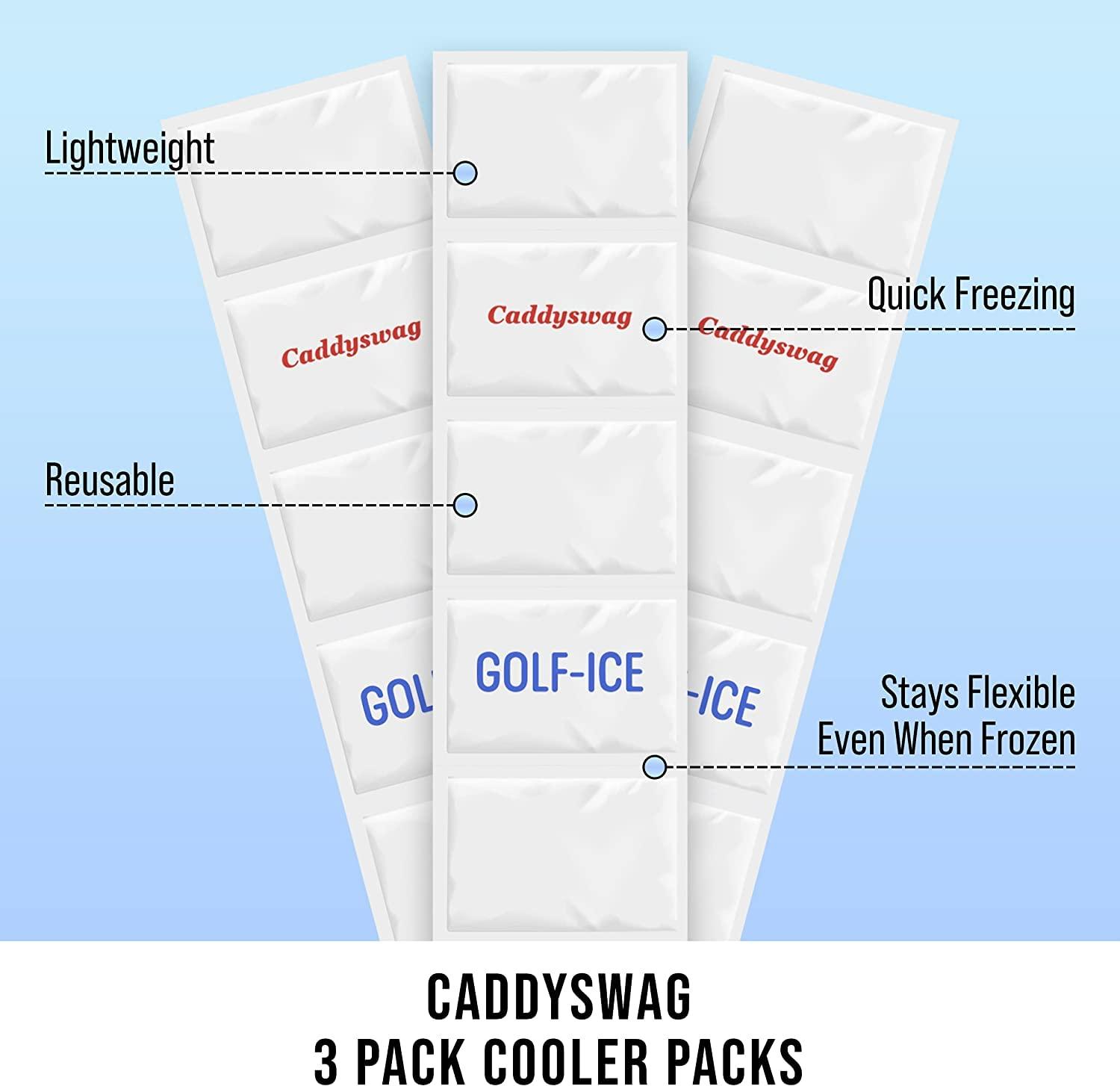 Caddyswag Caddy Swag Golf Bag Cooler Beer Sleeve 6 Can + Additional Golf-Ice Pack of 3 | Golf Cart Cooler for Drinks, Food, Fun Golf Gift for Men & Women