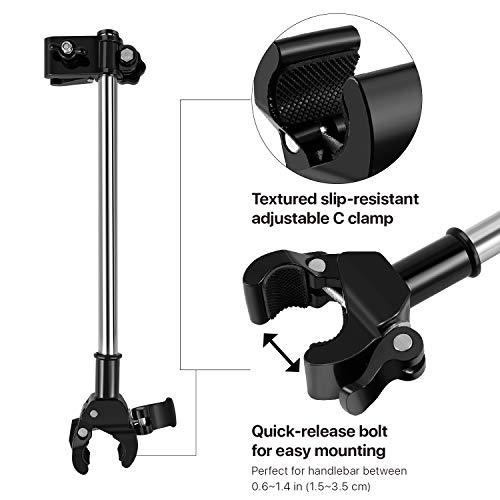 Flexzion Flexzion Bicycle Umbrella Clamp Holder Mount Stand Handlebar Wheelchair Umbrella Universal Clamp Connector Frame Stroller Umbrella Attachment Quick Mount Dismount Adjustable Durable Length Tube Handle