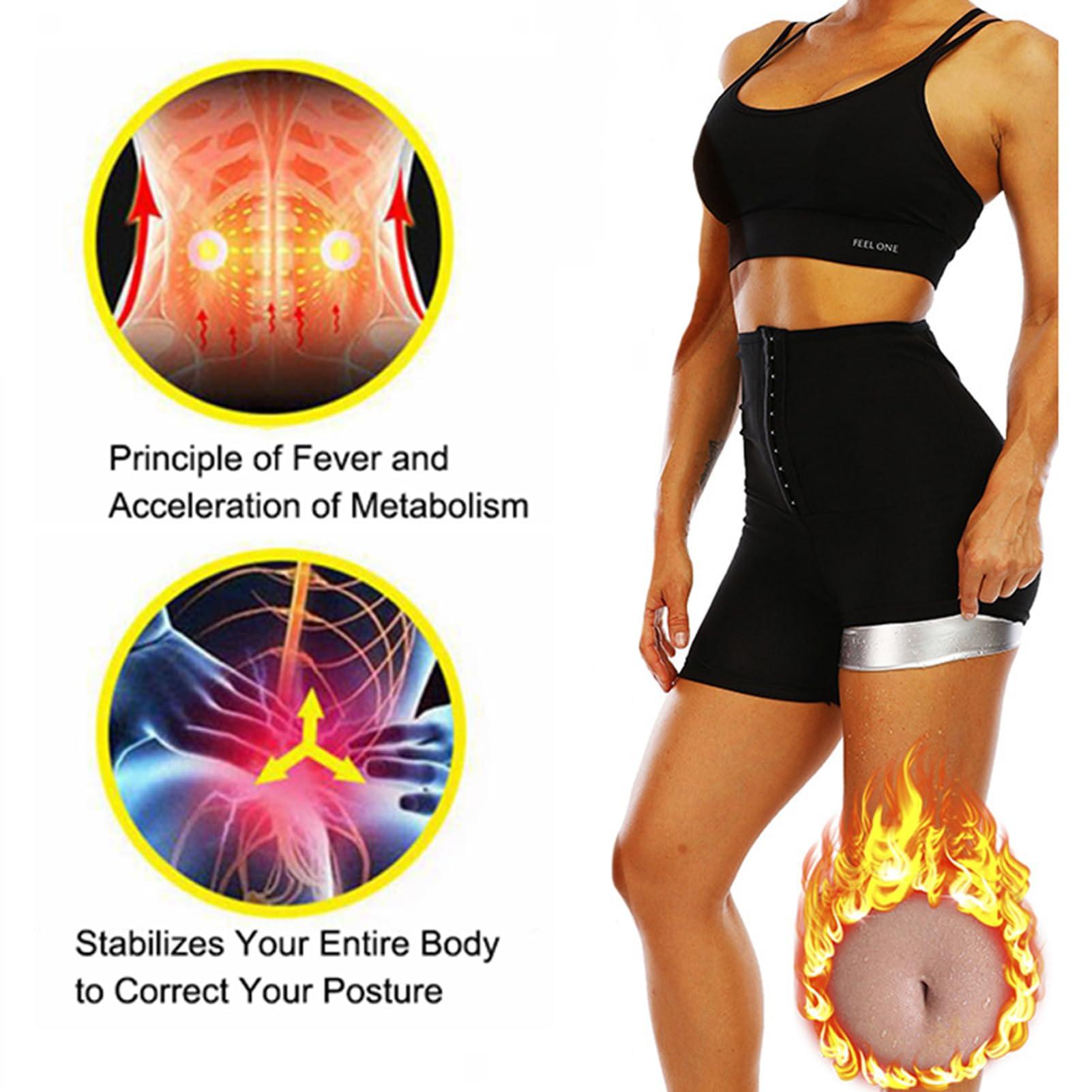 Vuirrm Vuirrm Sauna Shorts for Women, High Waisted Compression Slimming Sweat Pants, Waist Trainer Leggings Tummy Control Shaper Workout Leggings, 4XL/5XL,Silver