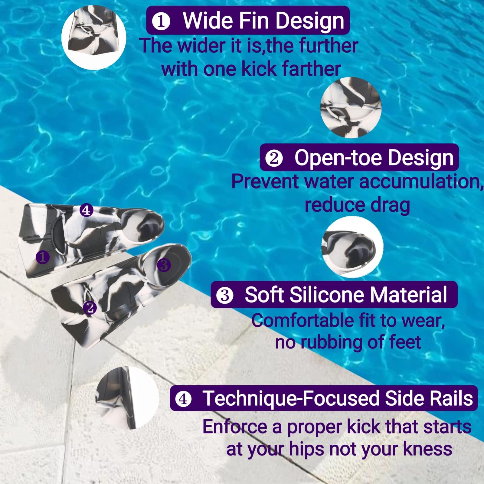 Gugmoy Gugmoy Kids Swim Fins,Comfortable Silicone Flippers for Swimming and Diving,Size Suitable Beginners Kids Girls Boys Adults (Small, InkPainting)