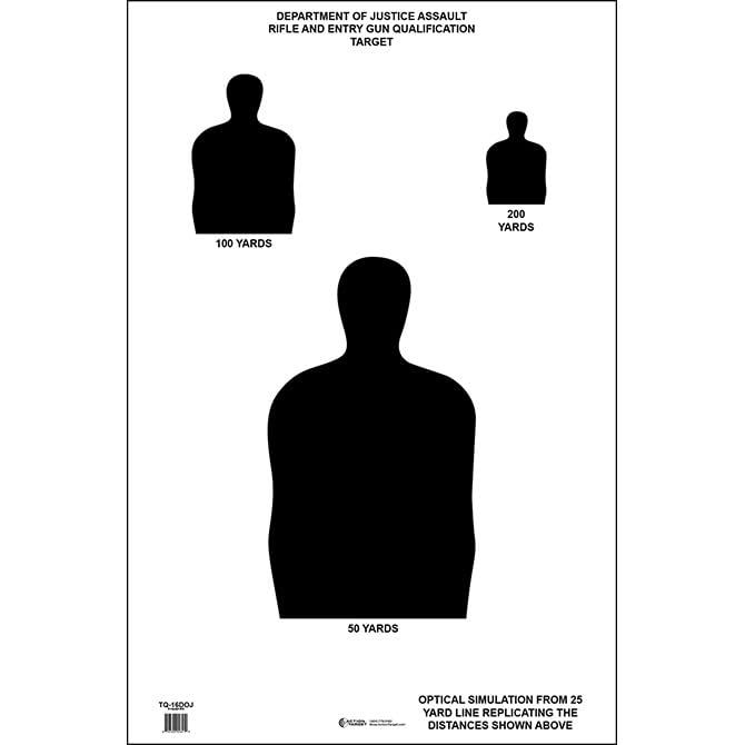 Law US Dept. of Justice Simulated Distance TQ-16 Target Rifles Pistols Arrows Hunting Shooting Range Law Enforcement Training(23 x 35 Inch 100 Pack)