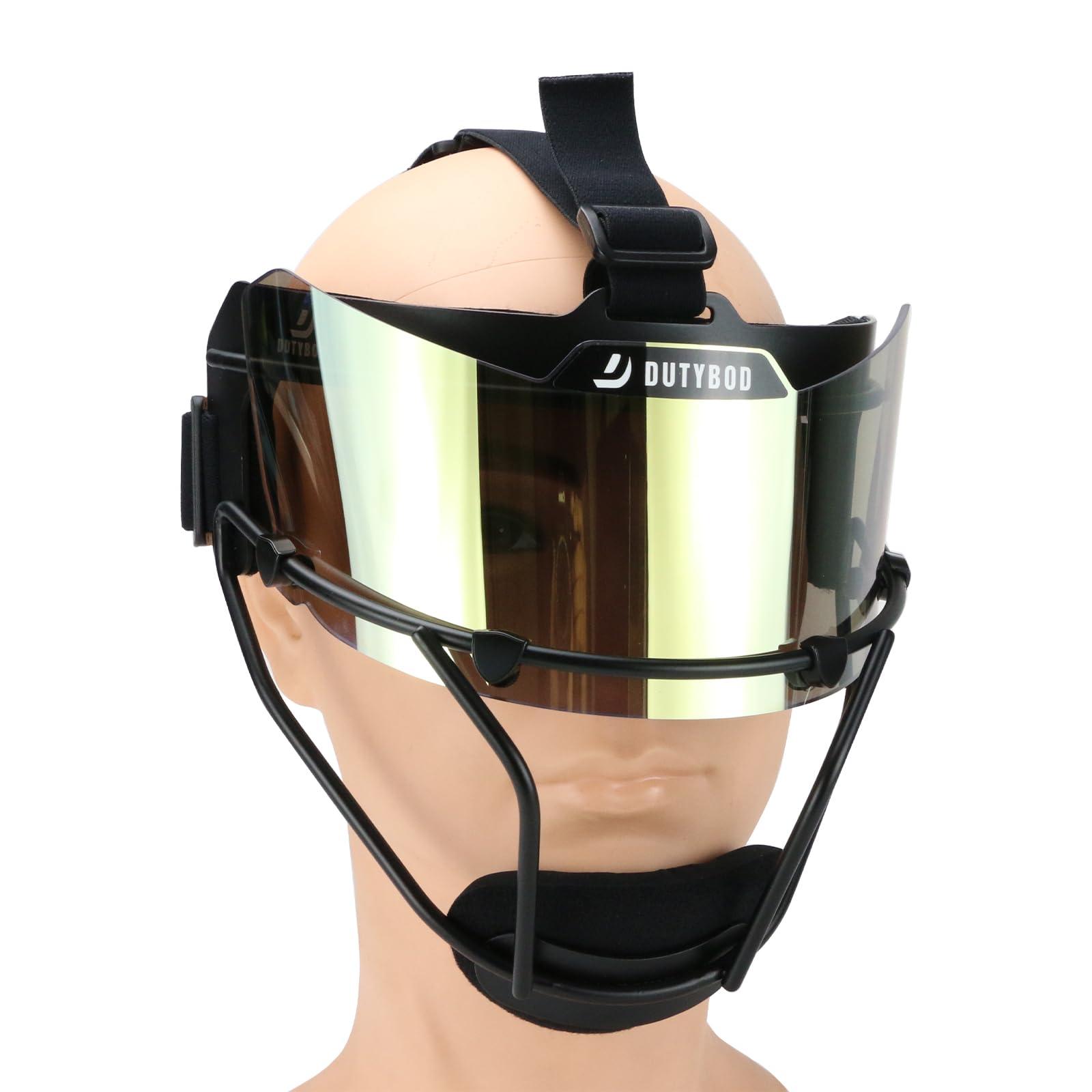DUTYBOD DUTYBOD Softball Face Mask Softball mask Visor Lightweight and Comfortable with Wide Field Vision fit All Ages - Durable and Safety Softball Face Mask Sets (Black-Gold)