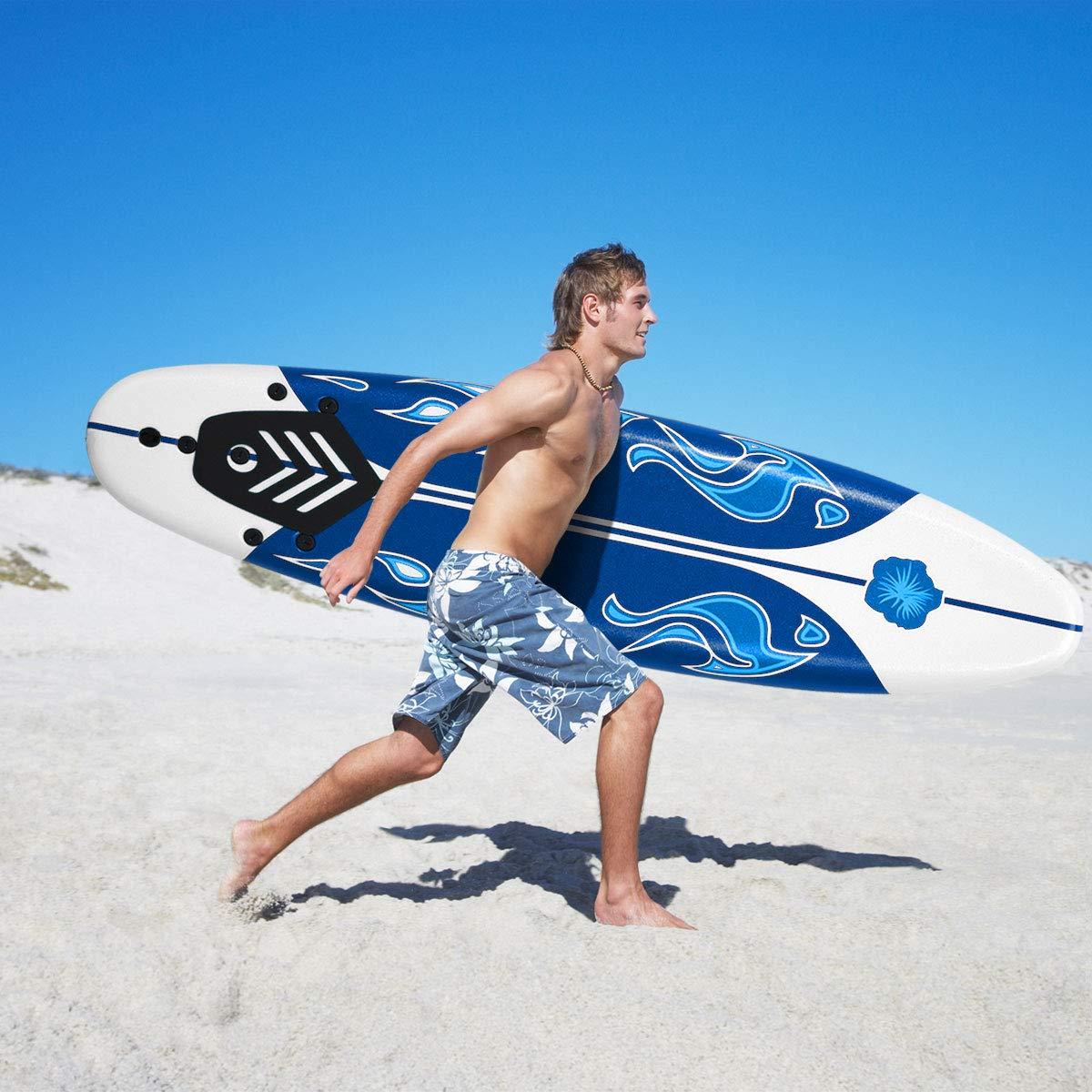 GYMAX GYMAX Surfboard, 6FT Stand Up Paddle Board with Removable Fins & Safety Leash, Lightweight Non-Slip Paddle Board for Teenagers, Adult, Beginners (Daisy)
