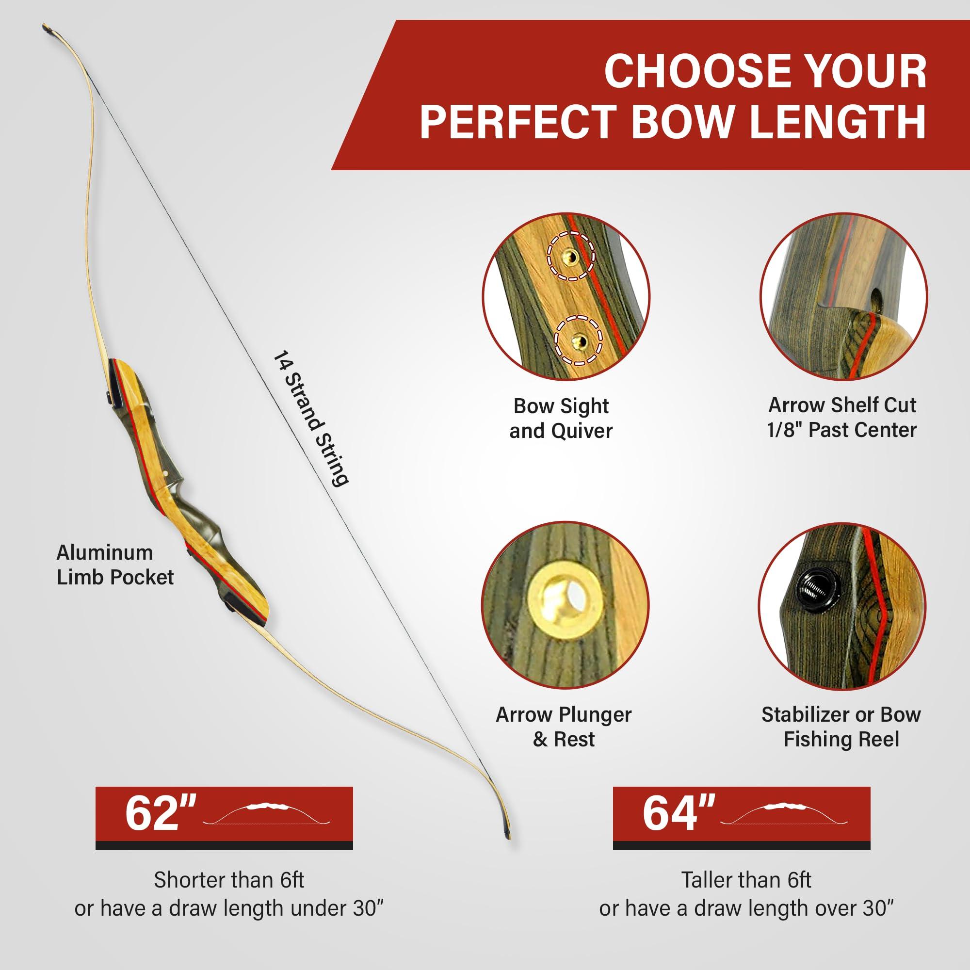 Southwest Archery Spyder XL Takedown Recurve Bow and Arrow Set ? 64\" Recurve Hunting Bow ? Right & Left Hand ? Draw Weights in 30-55 lbs ? USA Based Company ? Perfect for Beginner to Intermediate SpyderXL-40L-WS