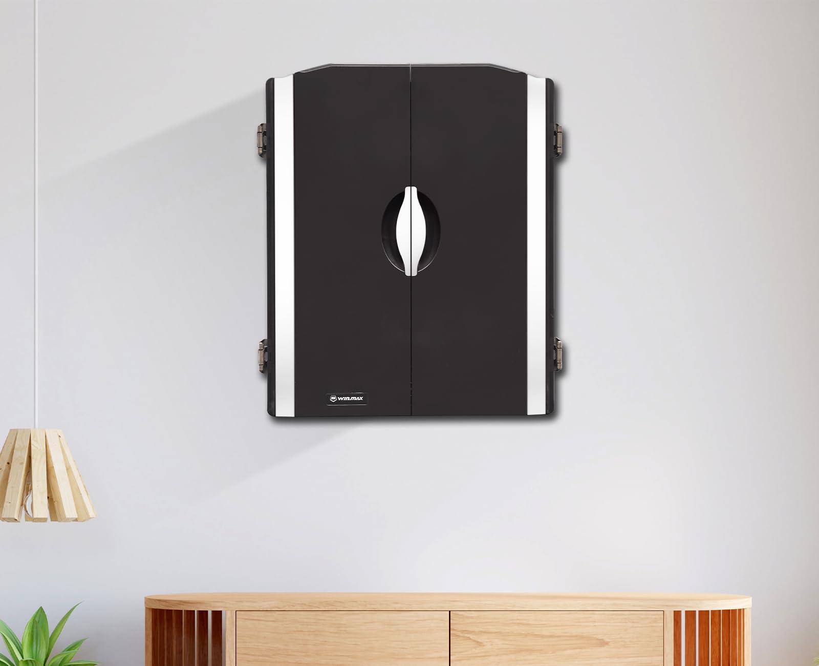 WIN.MAX WIN.MAX Electronic Dart Board Cabinet Set, LED Electric Digital Soft Tip Dart Boards for Adults with Cabinet, up to 16 Players, 38 Games and 211 Variations with 12 Soft Tip Dartboard Set (Silver)