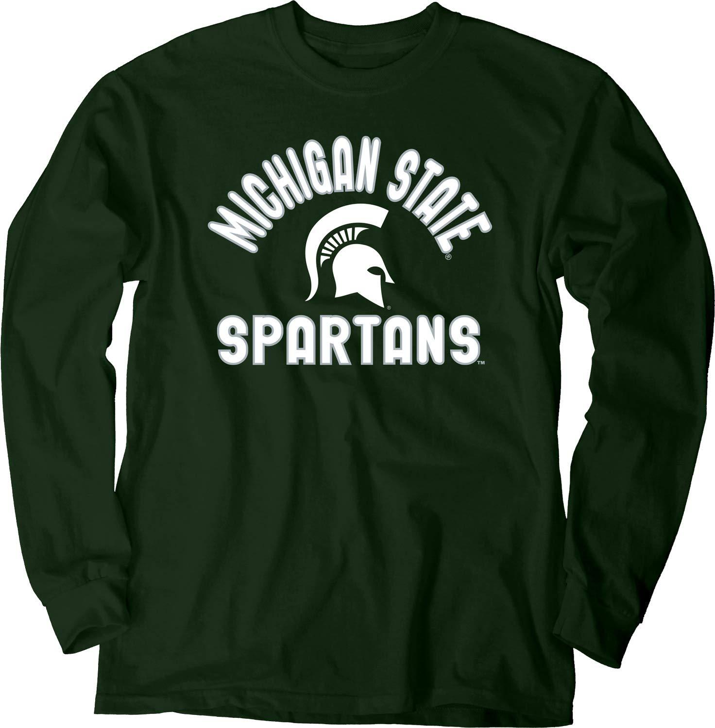 Blue 84 Blue 84 Men's Michigan State Spartans Long Sleeve T Shirt Line Up Team Color, Michigan State Spartans Forest, Medium