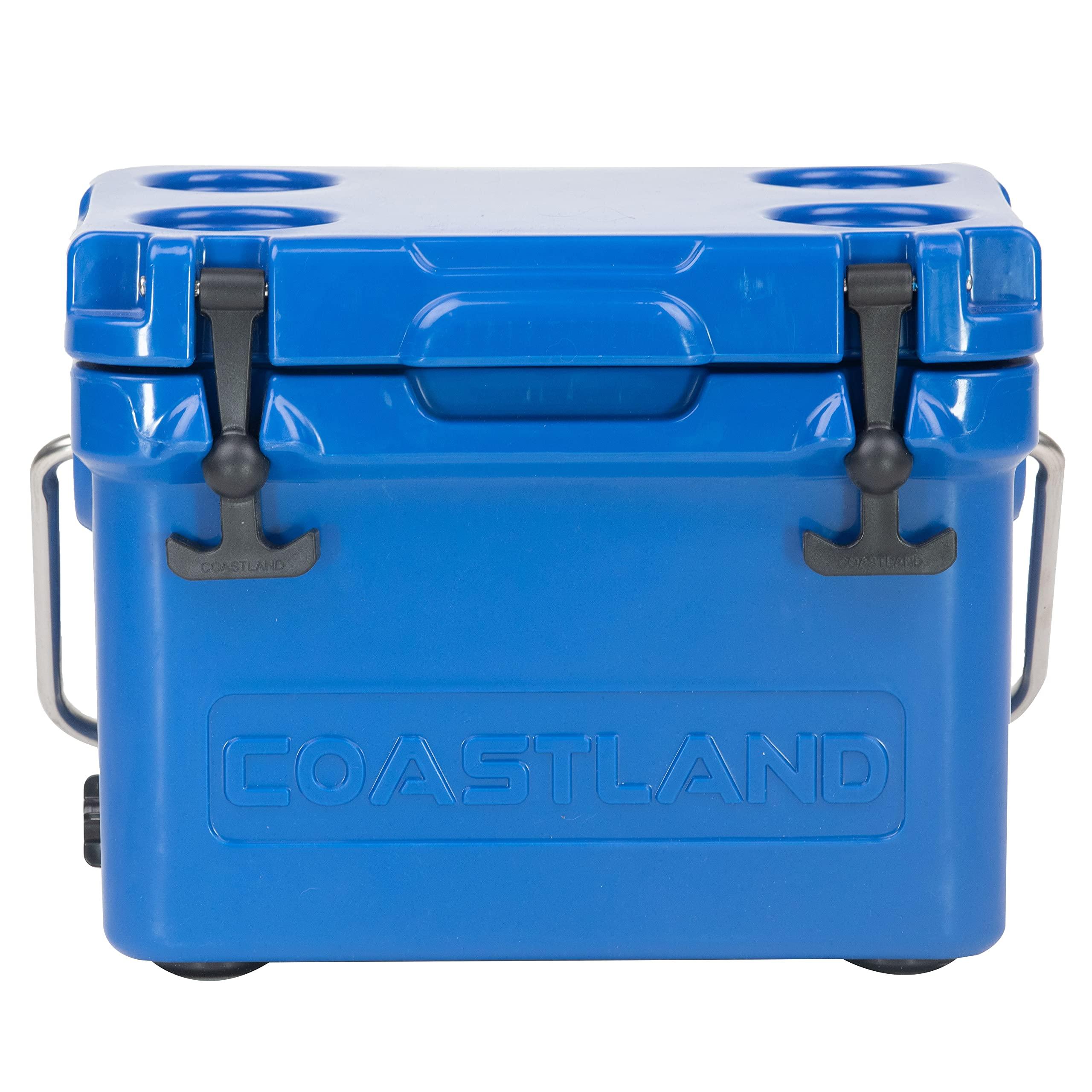 COASTLAND Coastland Bay Series Cooler Premium Everyday Use Insulated Rotomolded Cooler, Small Ice Chest for Tight Spaces, Soccer Games, & Tailgates, Blue, 15 QT