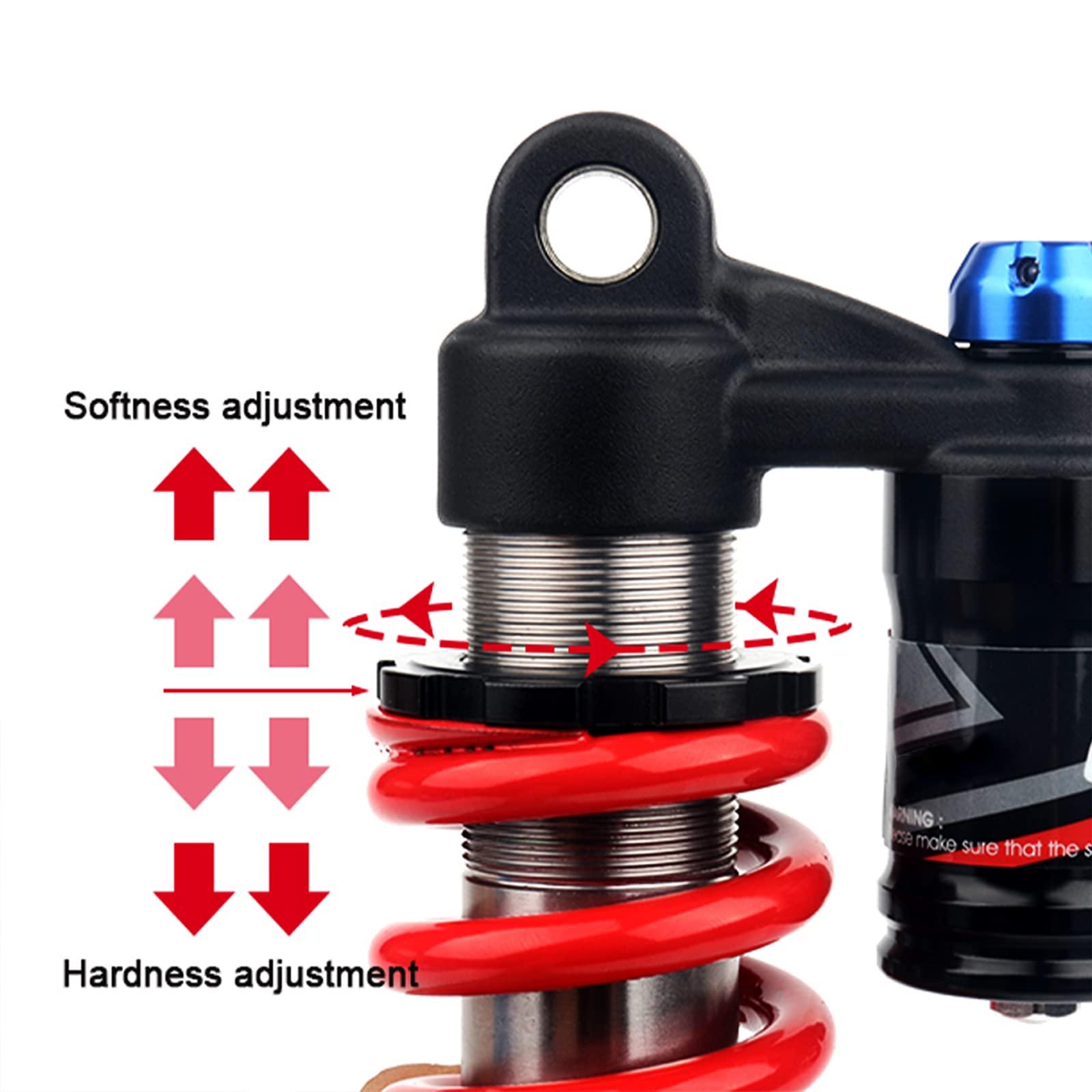 JFOYH JFOYH Adjustable Oil+Coil Spring Rear Shock Suspension, Shock Absorbers for Downhill MTB Bike/E-Bike, 240mm X 550lbs - Red