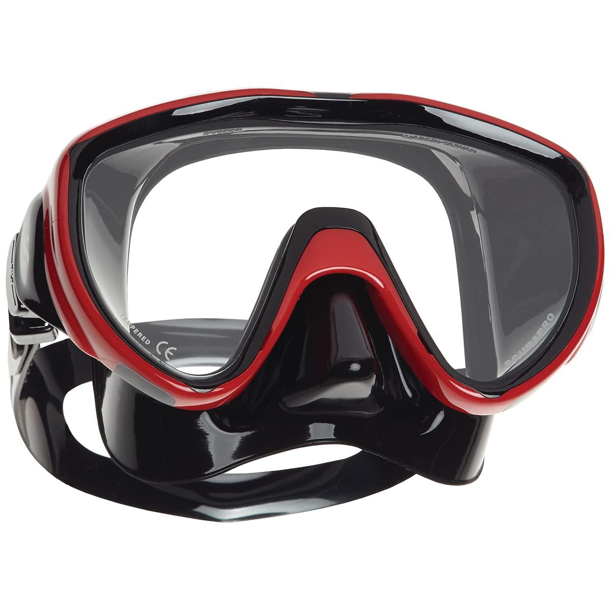 Scubapro SCUBAPRO Flux Scuba Mask with Ultra Clear Single Lens and Hypoallergenic Silicone Skirt for Diving, Freediving or Snorkeling, Black/Metallic Red
