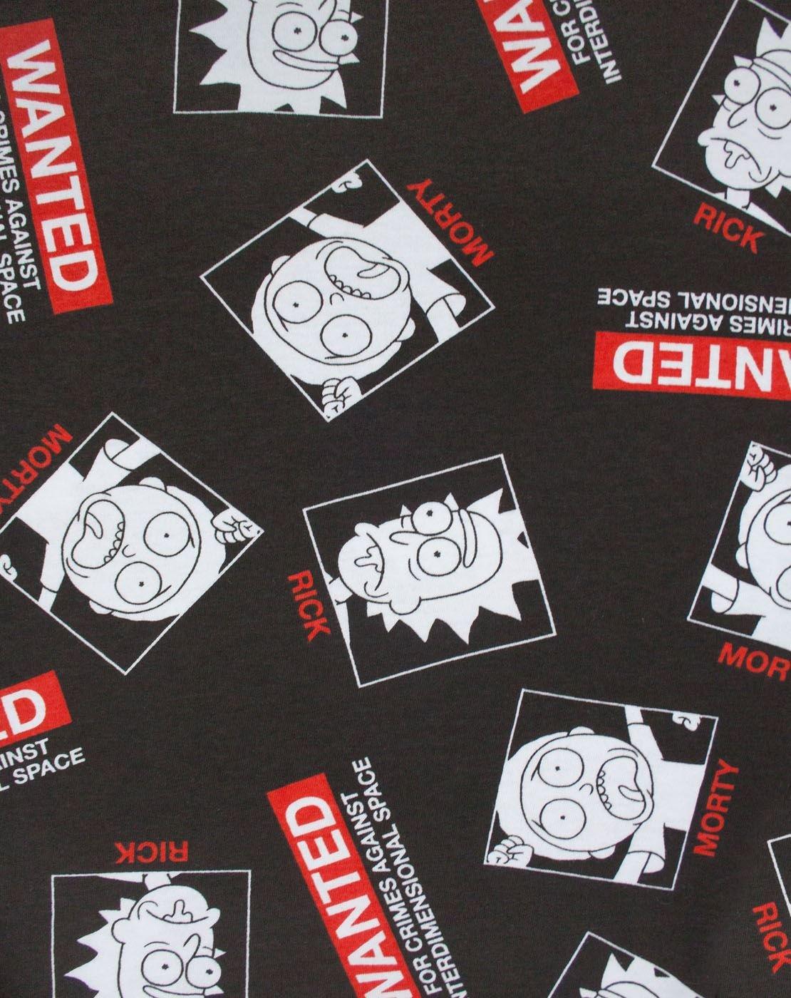 RICK AND MORTY RICK AND MORTY Mens Pajama Set | Wanted Poster Short Sleeve Graphic Tee & Long Leg Print PJs | Sci-fi Comedy Merchandise Multicoloured