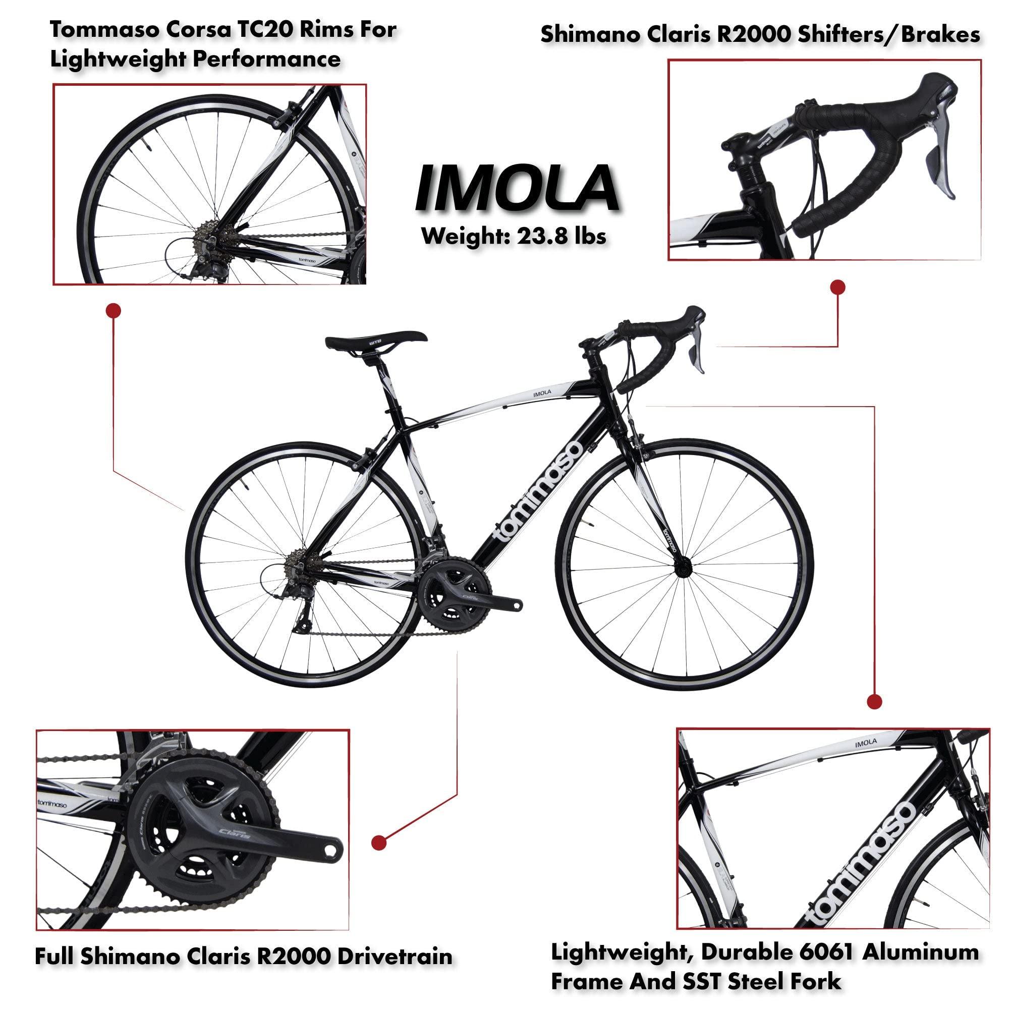 Tommaso Tommaso Imola - Sport Bike Performance Aluminum Road Bike, Shimano Claris 24 Speeds Road Bicycle Men Road Bikes for Men Bike Men Women Speed Bike Racing Bike Adult Bike City Bike- Black XXS 48cm