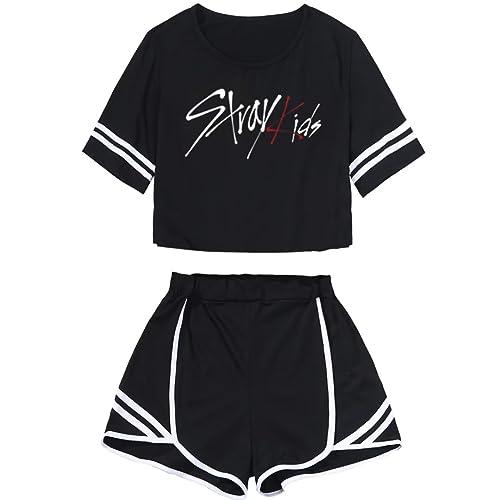 JUNG KOOK JUNG KOOK Kpop Stray Kids Shirt + shorts Set Merch Felix Bangchan Hyunjin Changbin Minho Woojin Seungmin Shorts T-Shirt Tee