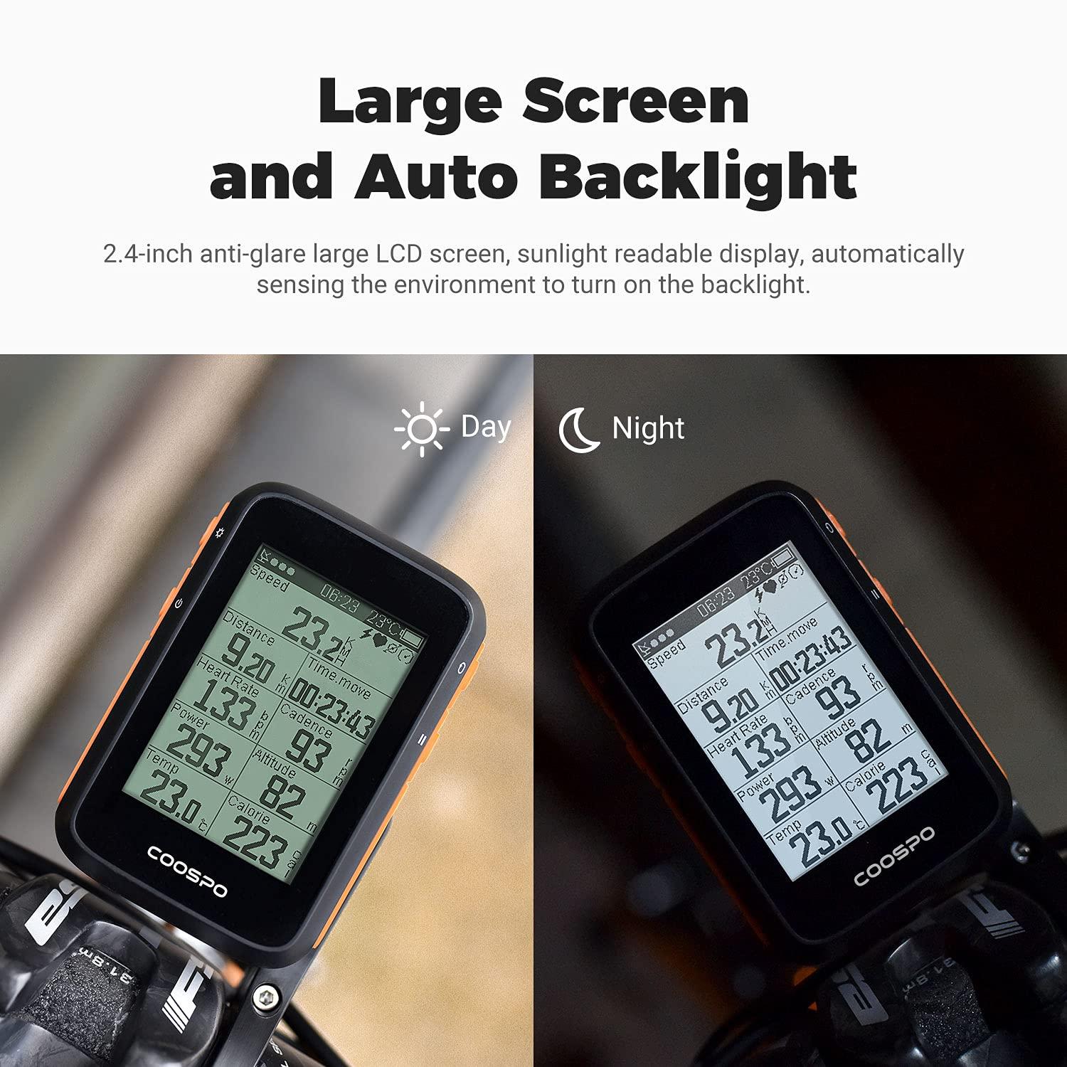 CooSpo COOSPO Bike Computer Wireless GPS,Cycling Computer Bike Speedometer Auto Backlight,Bluetooth4.0 ANT Cycling GPS Unit,Bicycle Computer BC200 Waterproof,Compatible with CooSporide APP