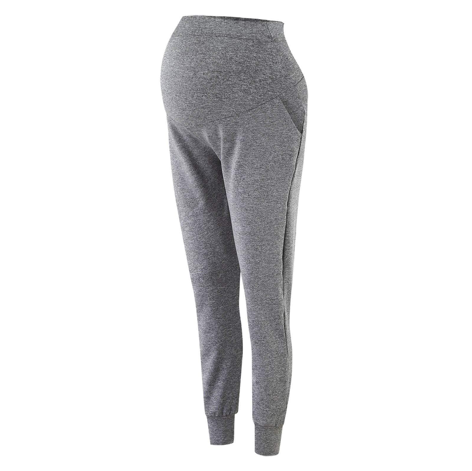 POLG POLG Maternity Elastic Casual Pants Over The Belly Long Pants Womens Plus Size High Waisted Solid Color Lounge (Gray #1, XXL)