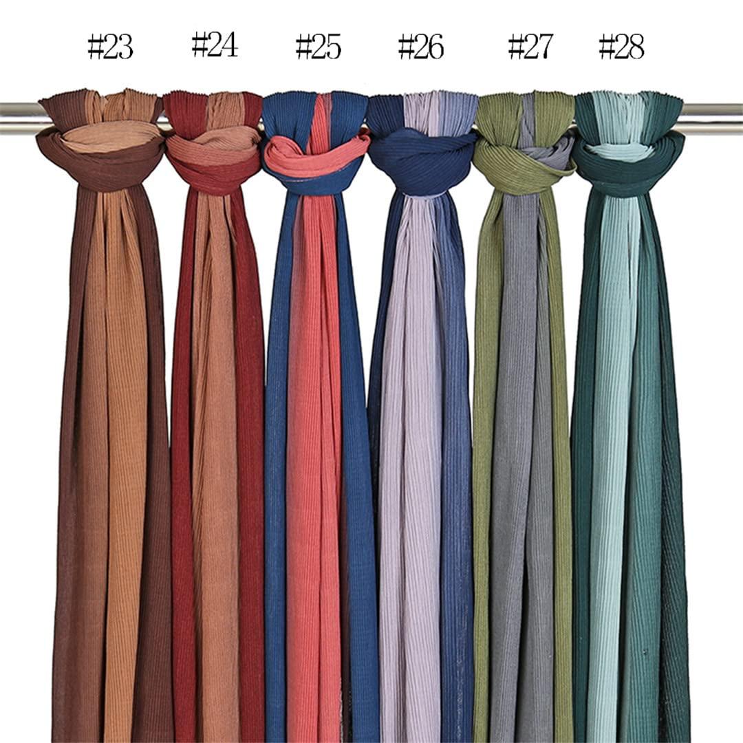 Hcclijo Hcclijo Colors Ombre Gradient Crinkle Chiffon Hijabs Scarf Pleated Hijabs Shawls Muslim Wraps Turbands Foluard 1PC Retail 11