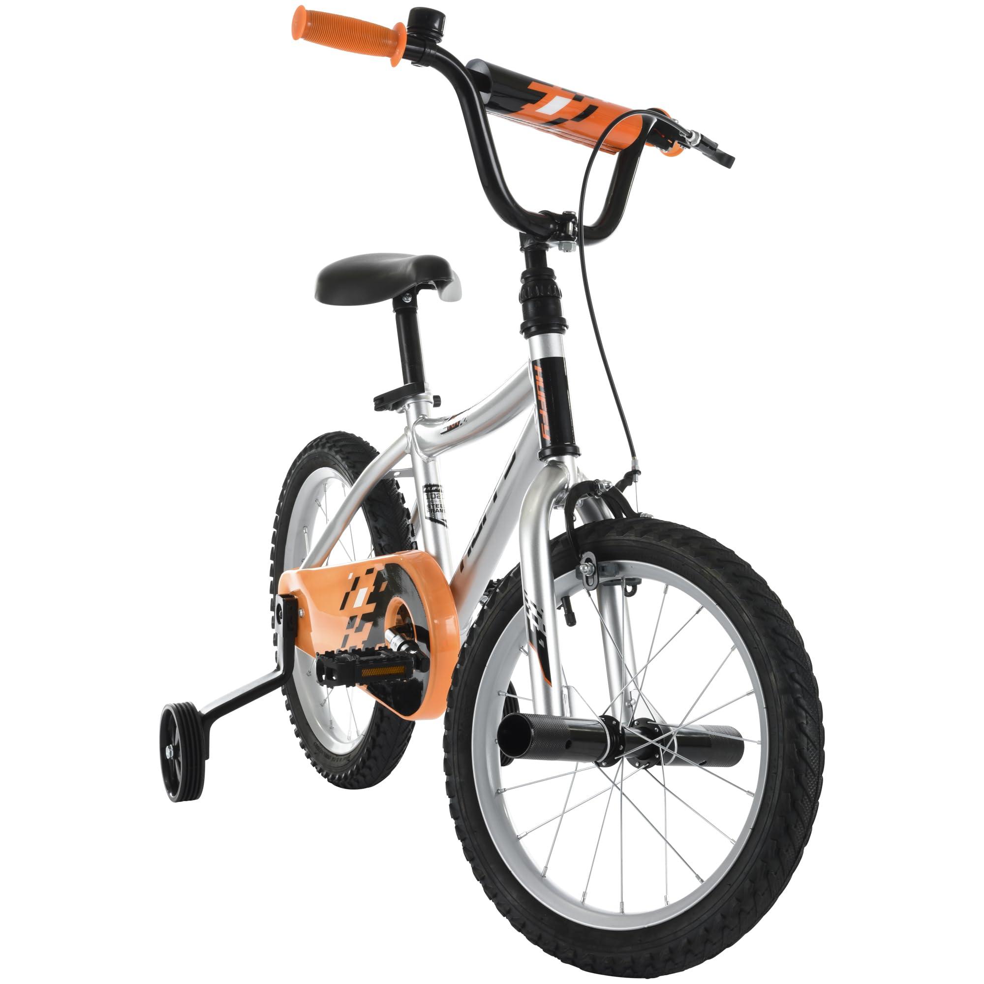Huffy Huffy ZRX 16\" Kids Bike, Ideal for Ages 3 to 5 Years Old, Front Pegs, BMX Style Handlebar, Quick Connect Assembly, Designed for Growth, Durable Steel Frame, Enclosed Chain Guard, Silver
